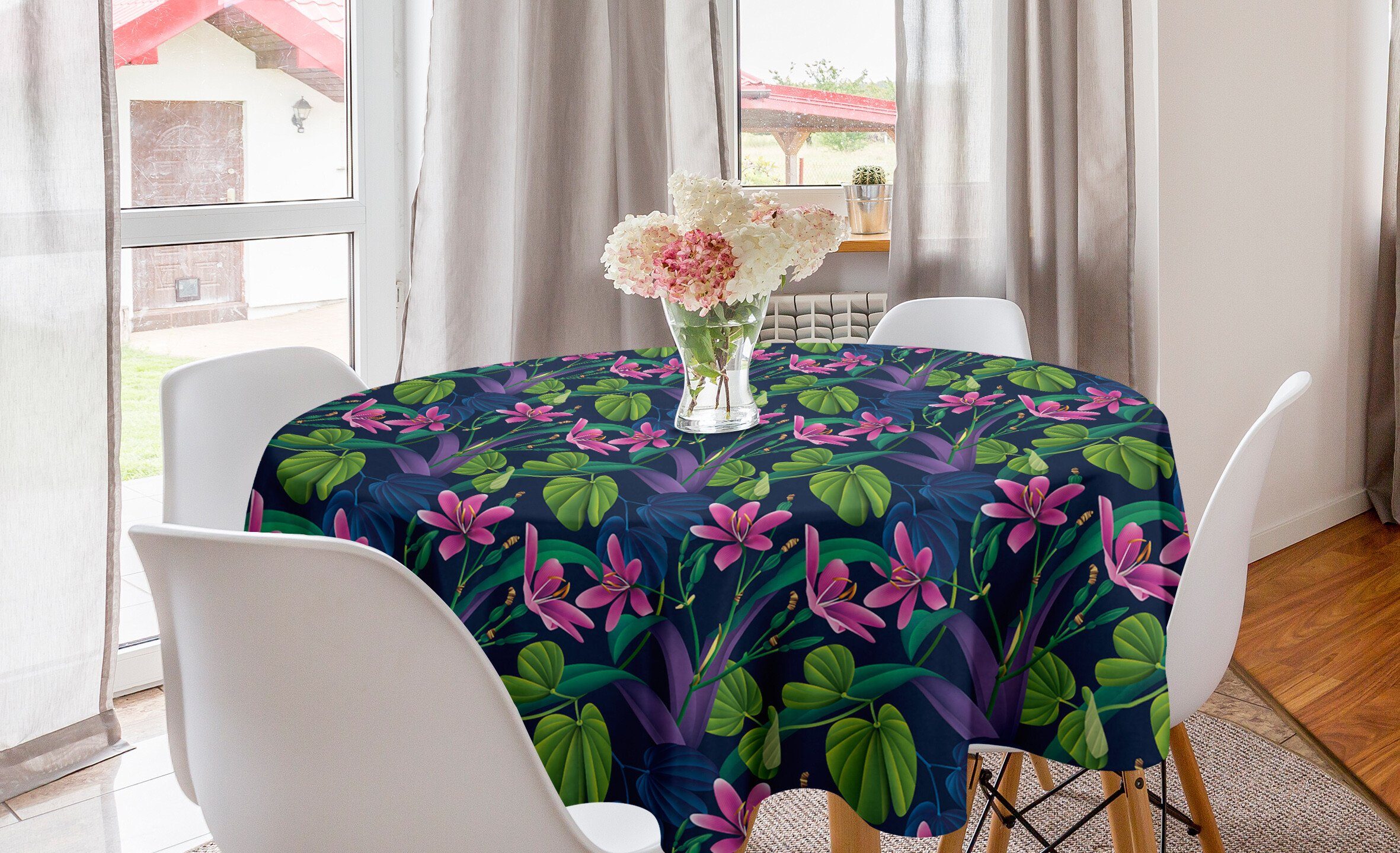 Abakuhaus Tischdecke Kreis Tischdecke Abdeckung für Esszimmer Küche Dekoration, Exotisch Brasilianischer Regenwald Sommer
