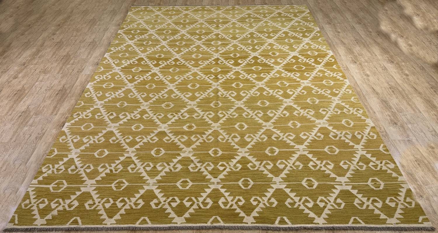 Rug Studios Teppich KELIM ORIGINAL HANDGEARBEITET, Rechteckig, Höhe: 5 mm, Handgefertigt, 254 x 359 cm, Gold