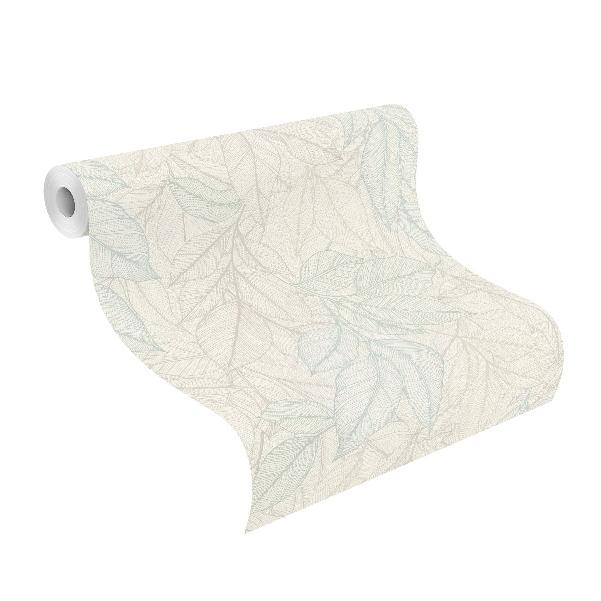 Rasch Vliestapete Blättermotiv strukturiert - my moments, strukturiert, natürlich, Strukturmuster, naturalistisch, Ton-in-Ton, (1 Rolle, 1 St), Naturmotiv