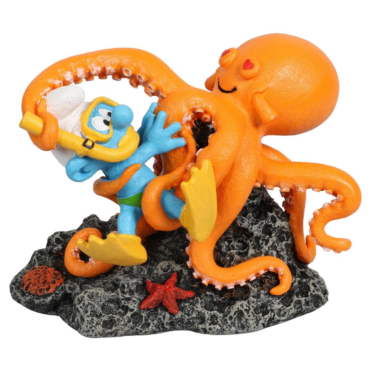 Aquariendeko Aquariendekoration Schlümpfe unter Wasser mit Krake