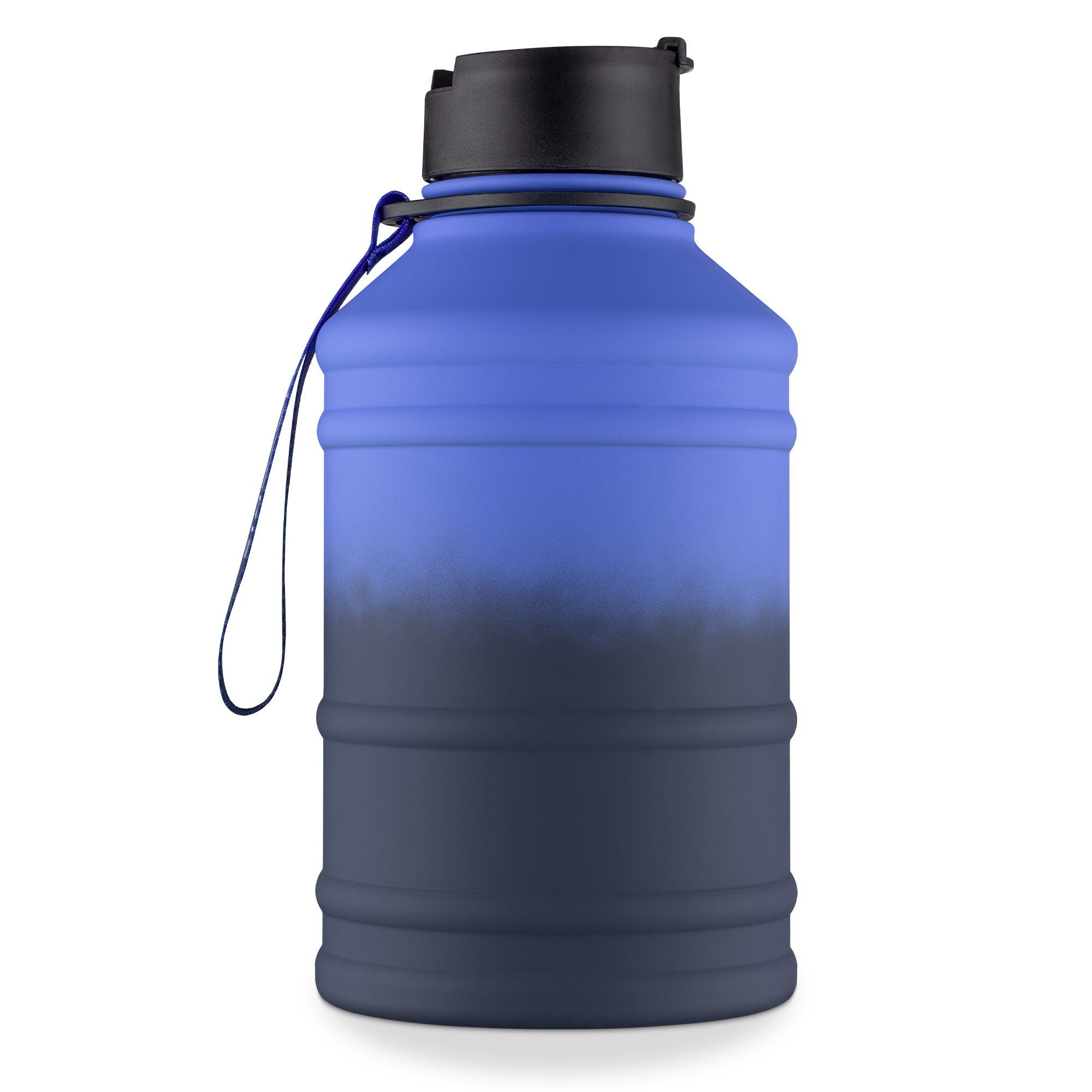 - XXL 2,2 Navaris Wasserflasche Trinkflasche einwandig Gym Blau Bottle Edelstahl - Liter -