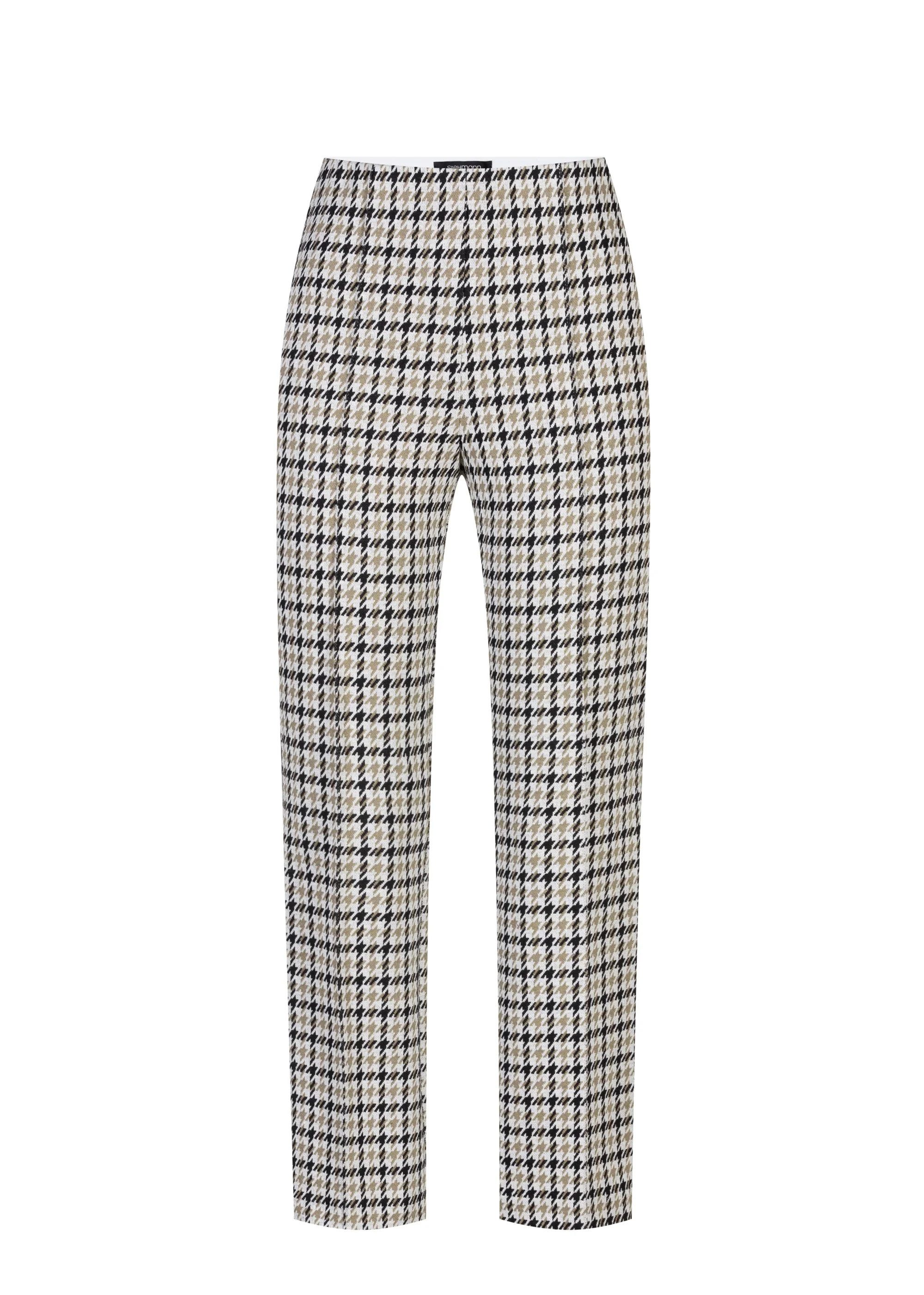 Stoffhose Leni2-700 - Hose Damen mit Hahnentritt-Muster - Slim Fit Hose