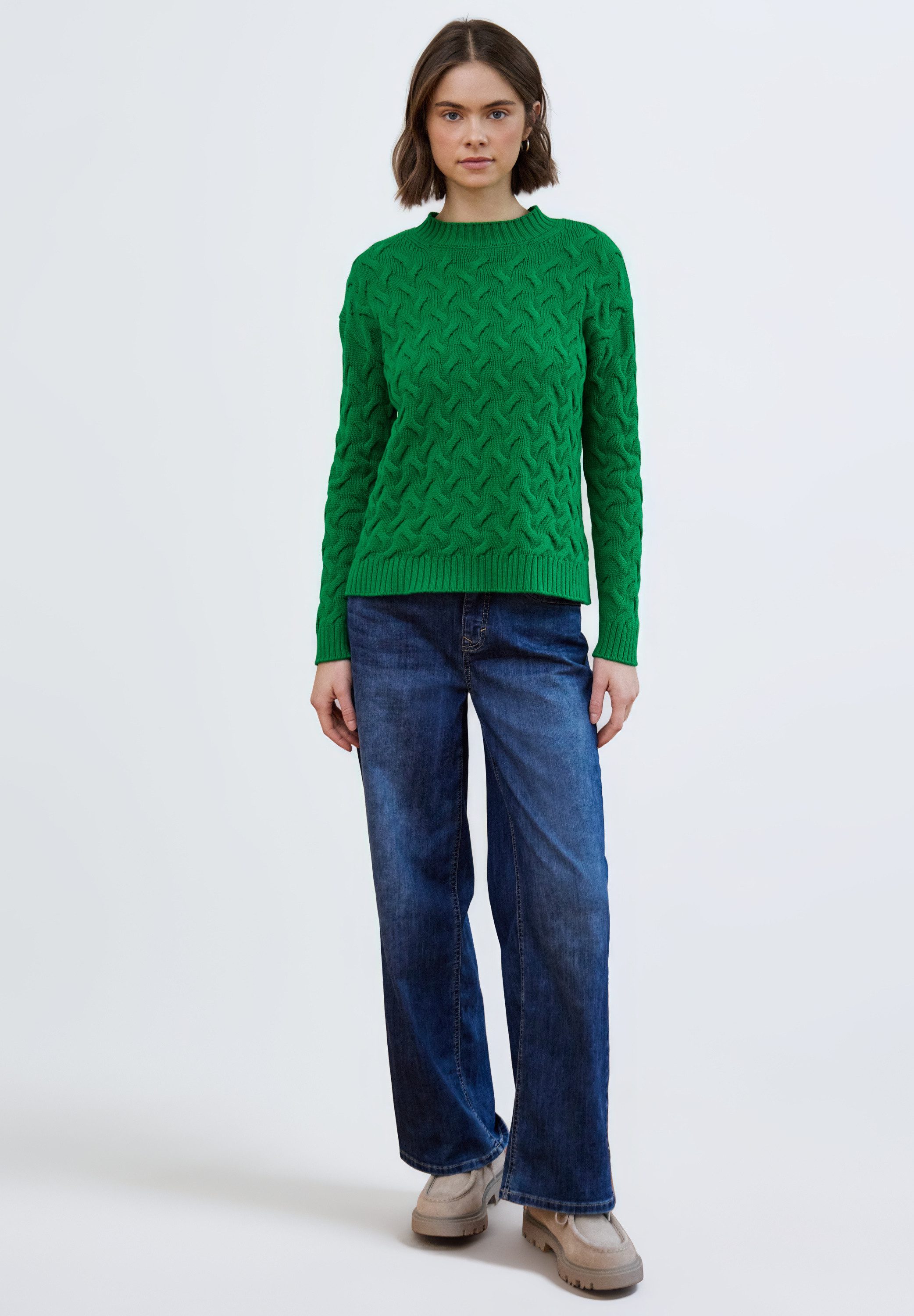 STREET ONE STUDIO Stehkragenpullover im soften Baumwoll-Mix