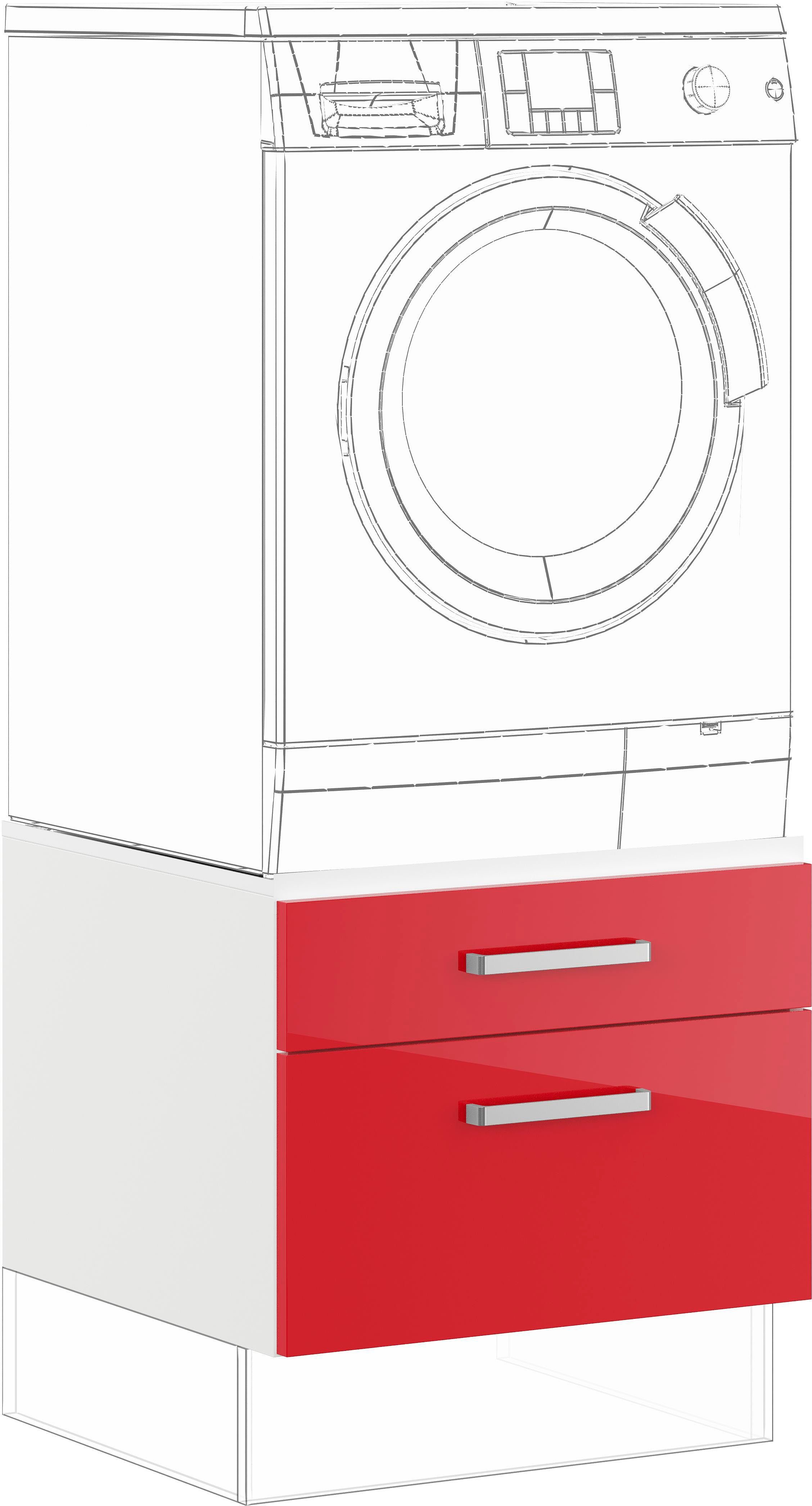 IMPULS KÜCHEN Waschmaschinenumbauschrank "Turin", Breite/Höhe: 60/43,5 cm, mit Soft-Close mit Schubkasten, mit Auszug, mit Auflagen für Wäschekorb