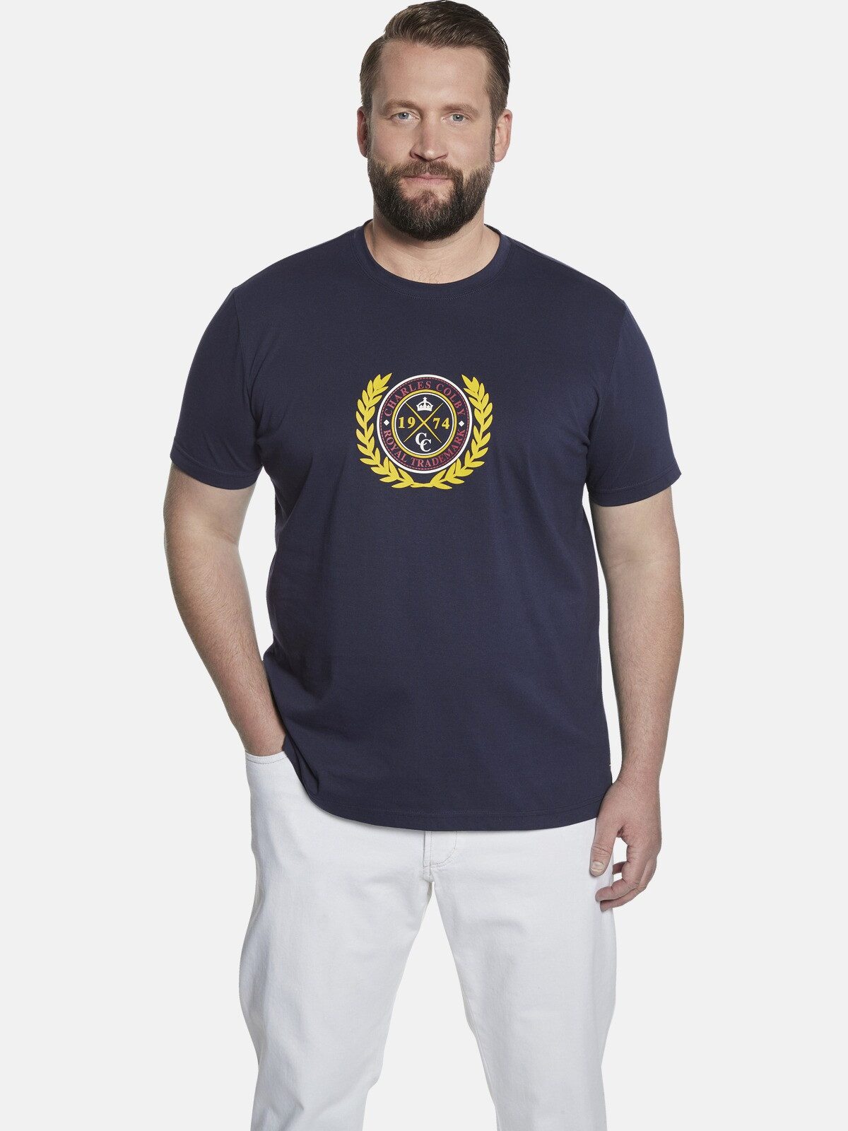 Charles Colby T-Shirt EARL SADWYN mit royalem Print