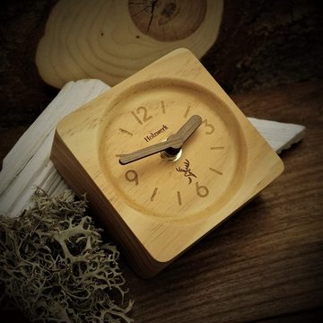 Holzwerk Tischuhr ARNEBURG eckige designer retro Tisch Uhr aus Holz in beige