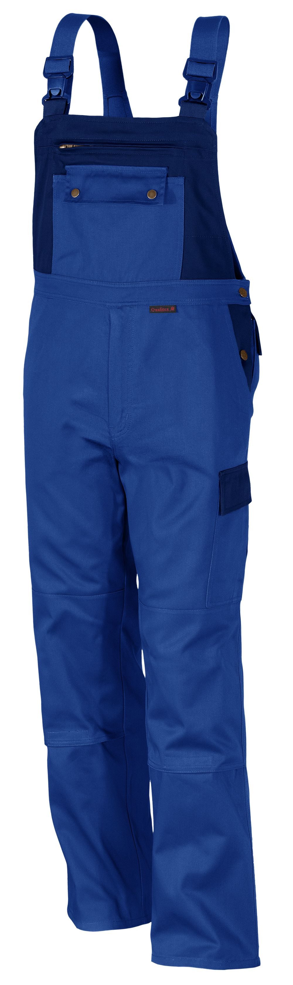 QUALITEX HIGH QUALITY WORKWEAR Arbeitslatzhose stylische Arbeitshose - faserverstätkter Blaumann xtra strapazierfähig (1-tlg) MG 300 g - Latzhose mit 11 Taschen - Pflegeleicht - Waschbar