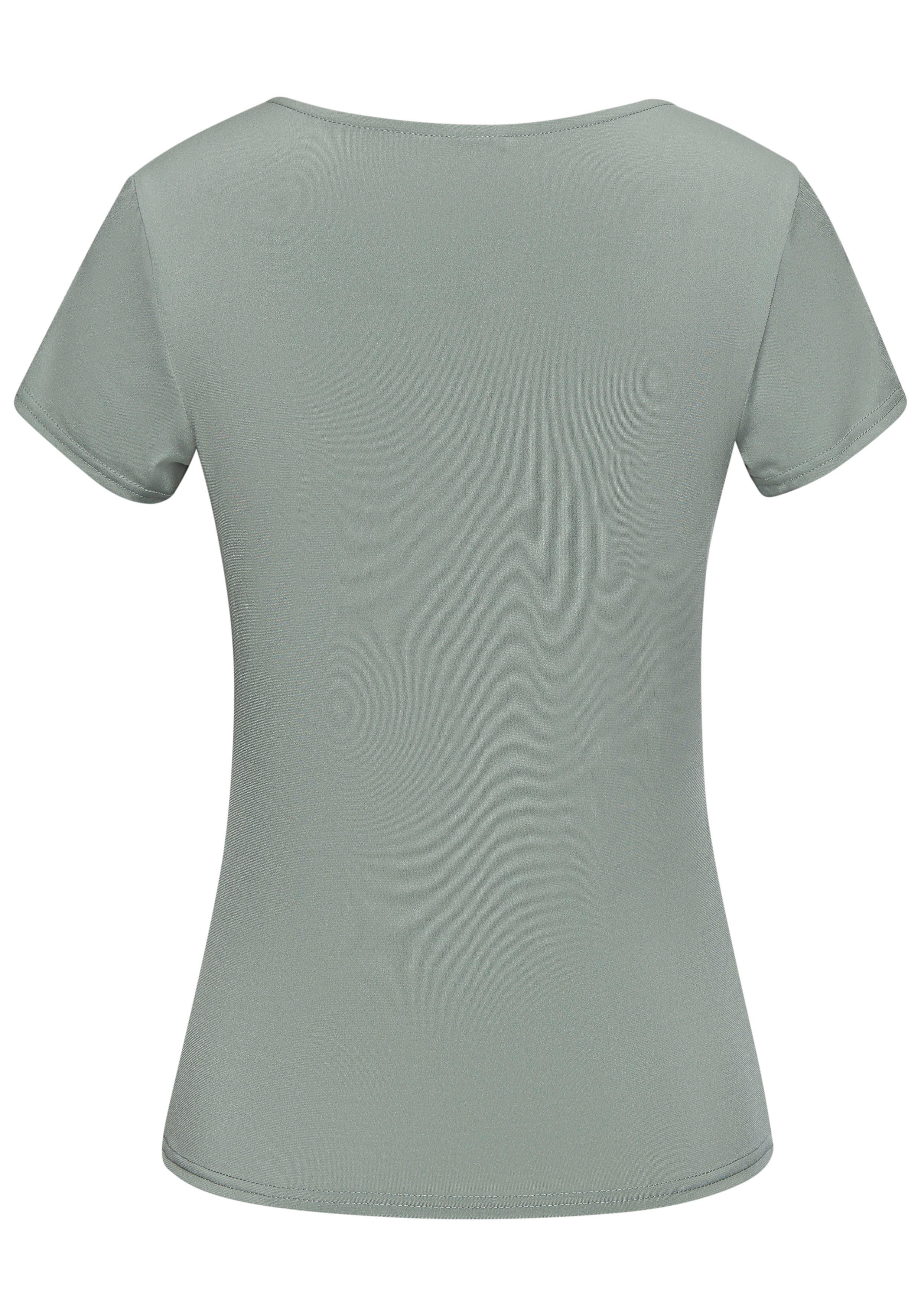 LASCANA T-Shirt aus bügelfreiem Material, elegantes Kurzarmshirt, doppellagig