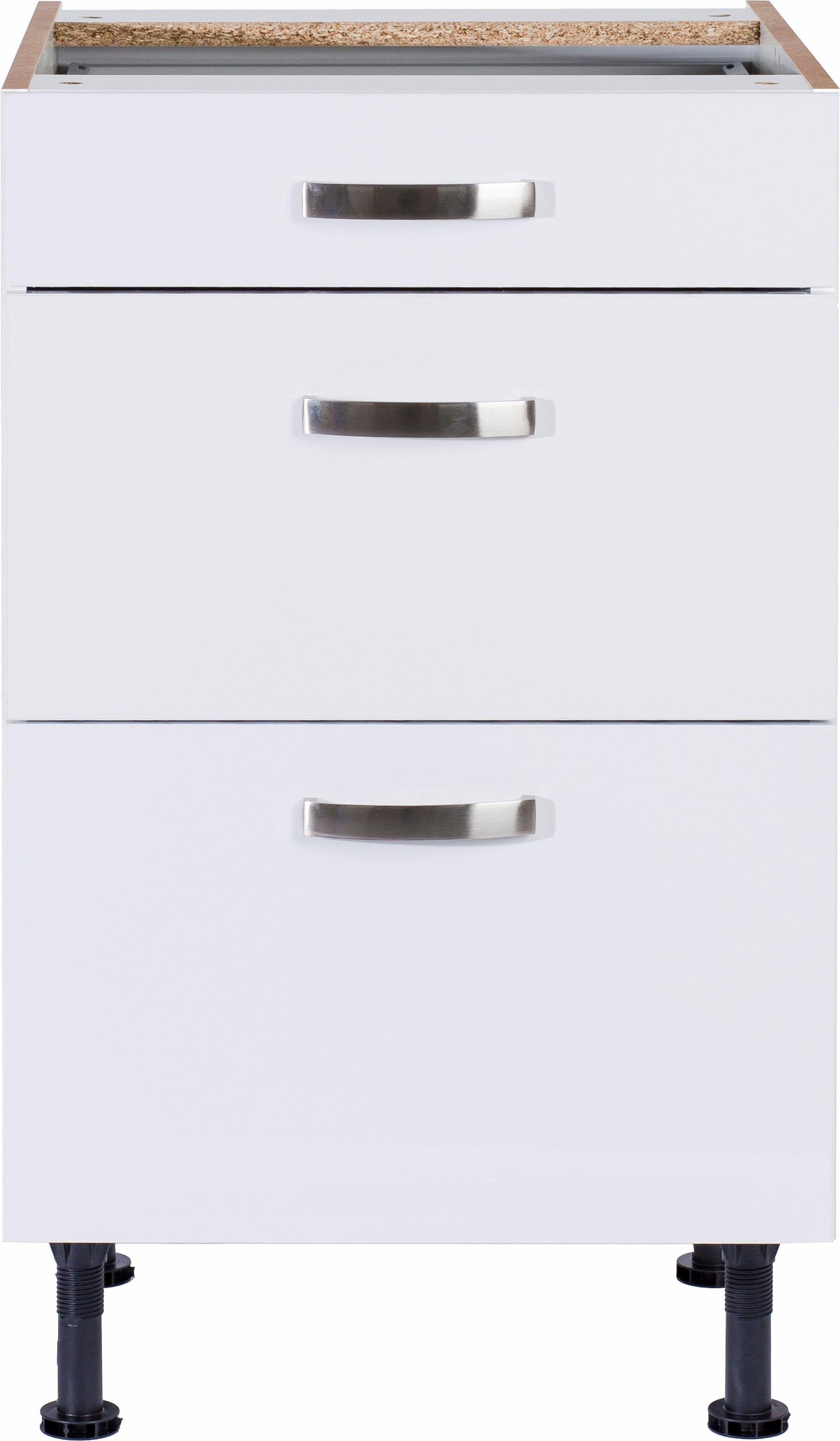 Breite und Soft-Close-Funktion Unterschrank weiß/weiß weiß Cara 50 cm, | OPTIFIT mit Vollauszügen