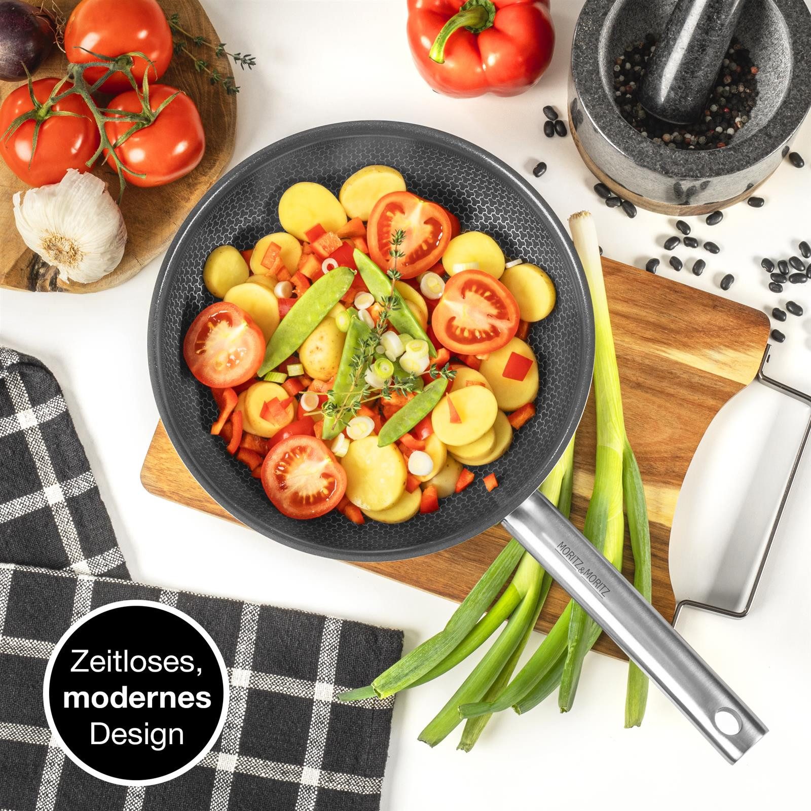 Moritz & Moritz Bratpfanne Pfanne 24cm & 28cm runder Rand, Aluminium (Set), antihaft – Bild 4 von 5