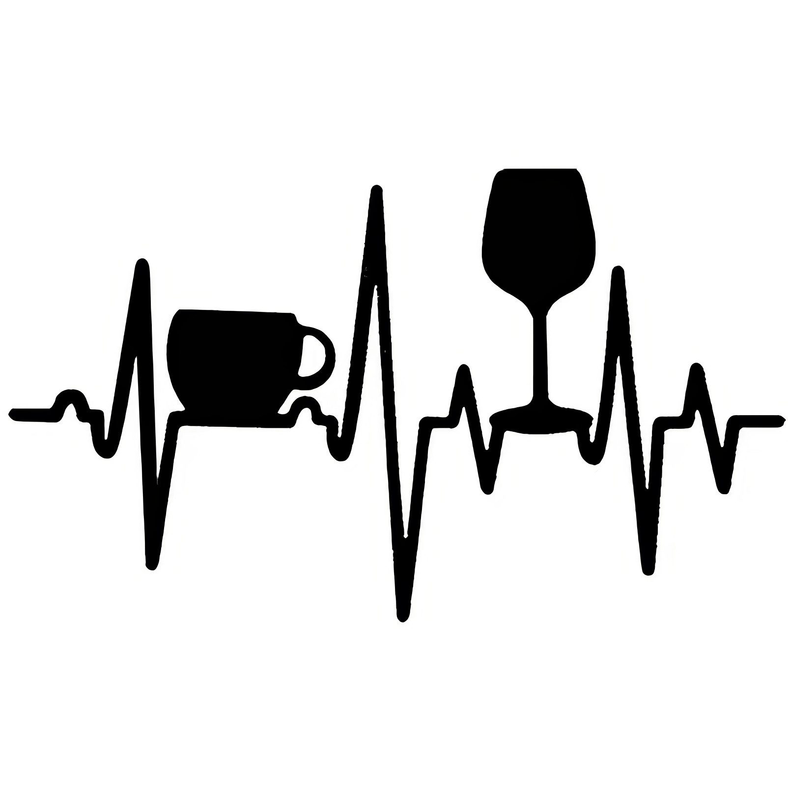 Jumpeak Wanddekoobjekt EKG Metall Kunst Wanddekoration, Teetassen und Weingläser Dekoration, Modern, Metall, maschinell gefertigt