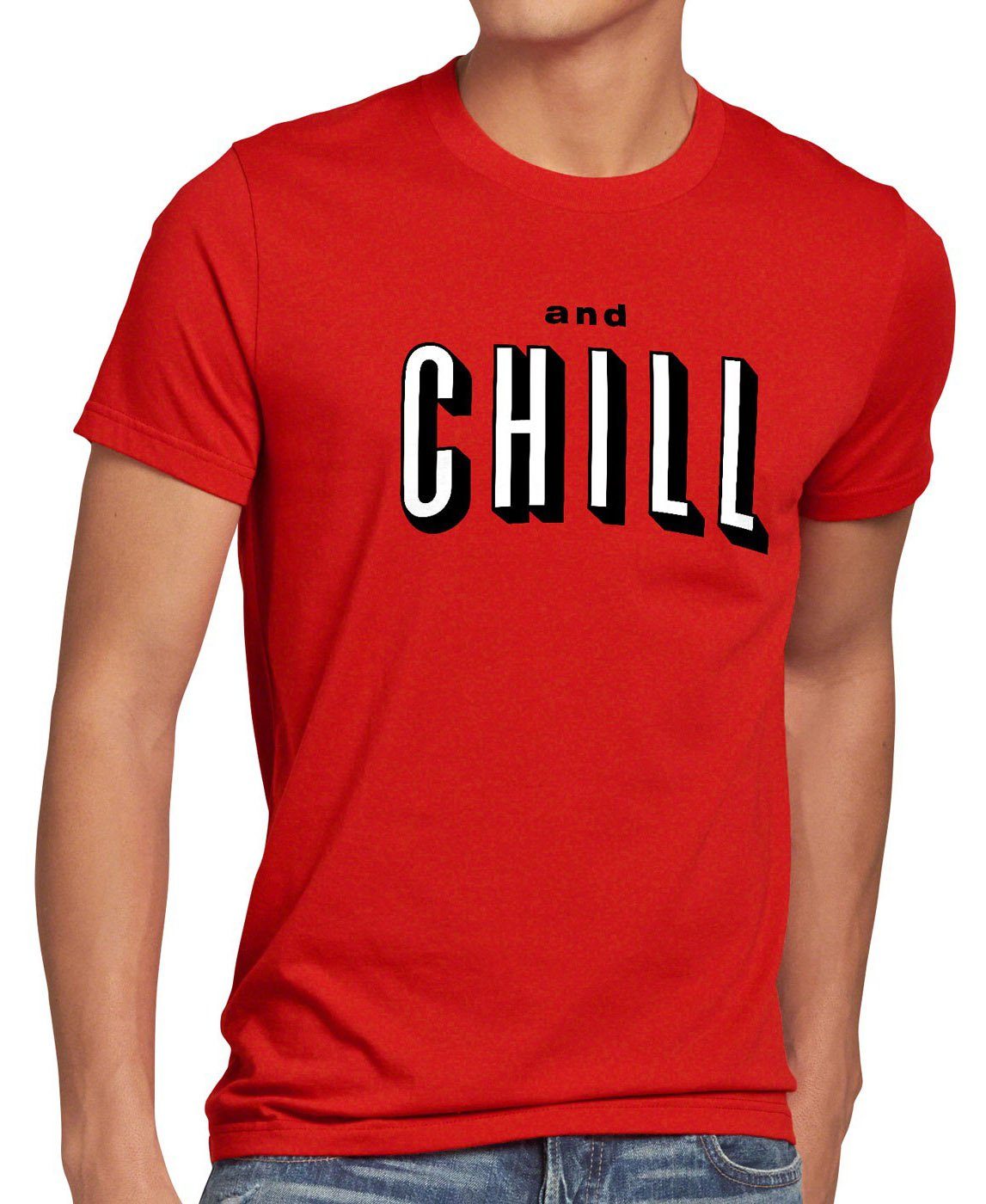 style3 Print-Shirt Herren T-Shirt ...AND CHILL netflix serie date binge watching sex ficken stream