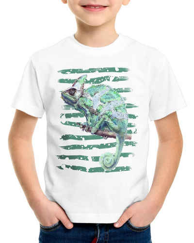 style3 Print-Shirt Kinder T-Shirt Chamäleon reptil echse farbwechsel