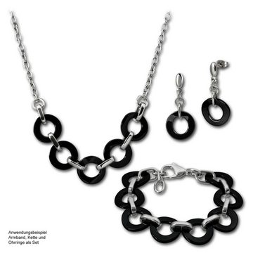 Amello Edelstahlkette Amello Ring Halskette silber schwarz (Halsketten, Halskette), Damen Halsketten (Ring) aus Edelstahl (Stainless Steel)