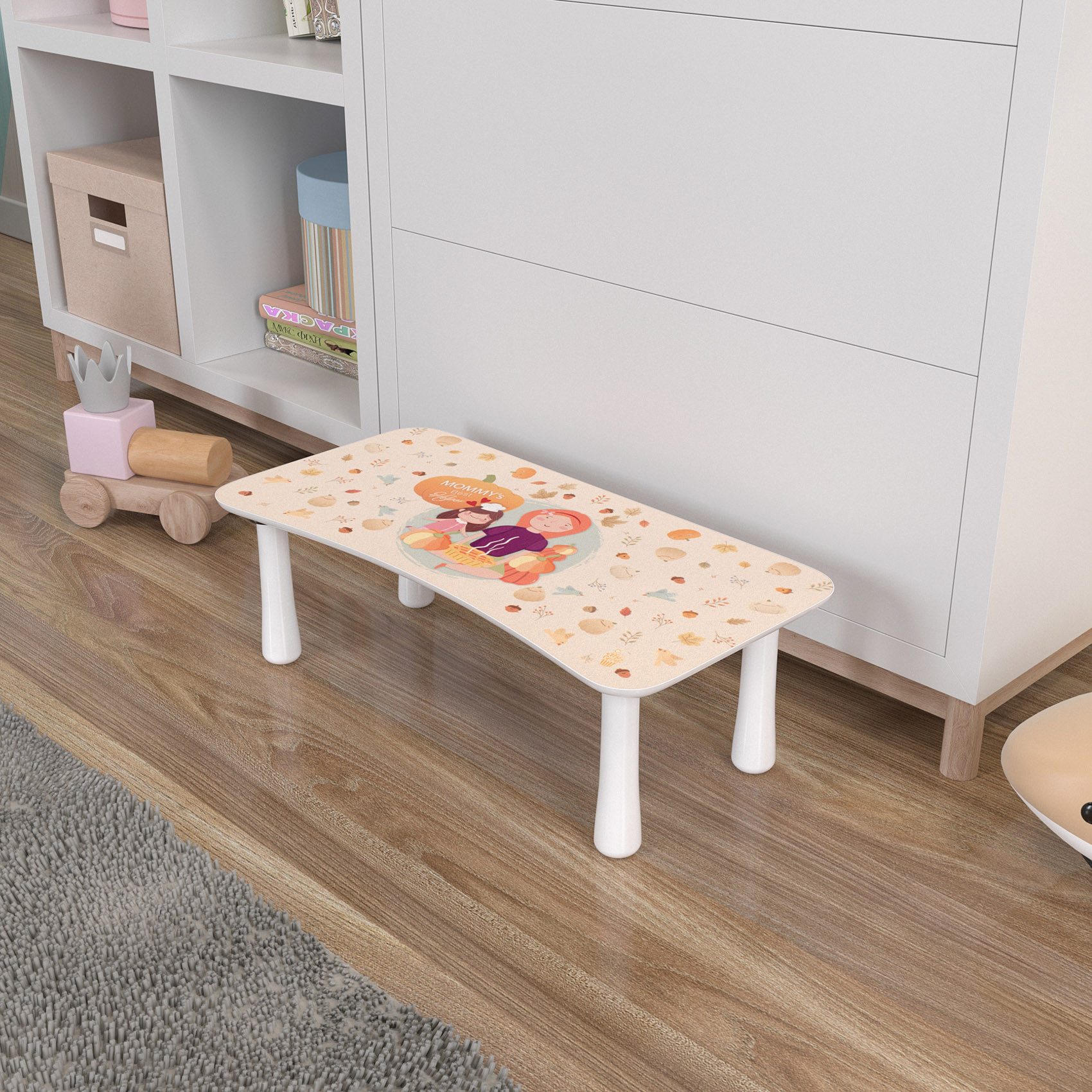 ANRO Tritthocker PopCorn Kindermöbel aus Holz mit Motiv (5 St), Spannendes Kindermotiv Mommy Helper Beige