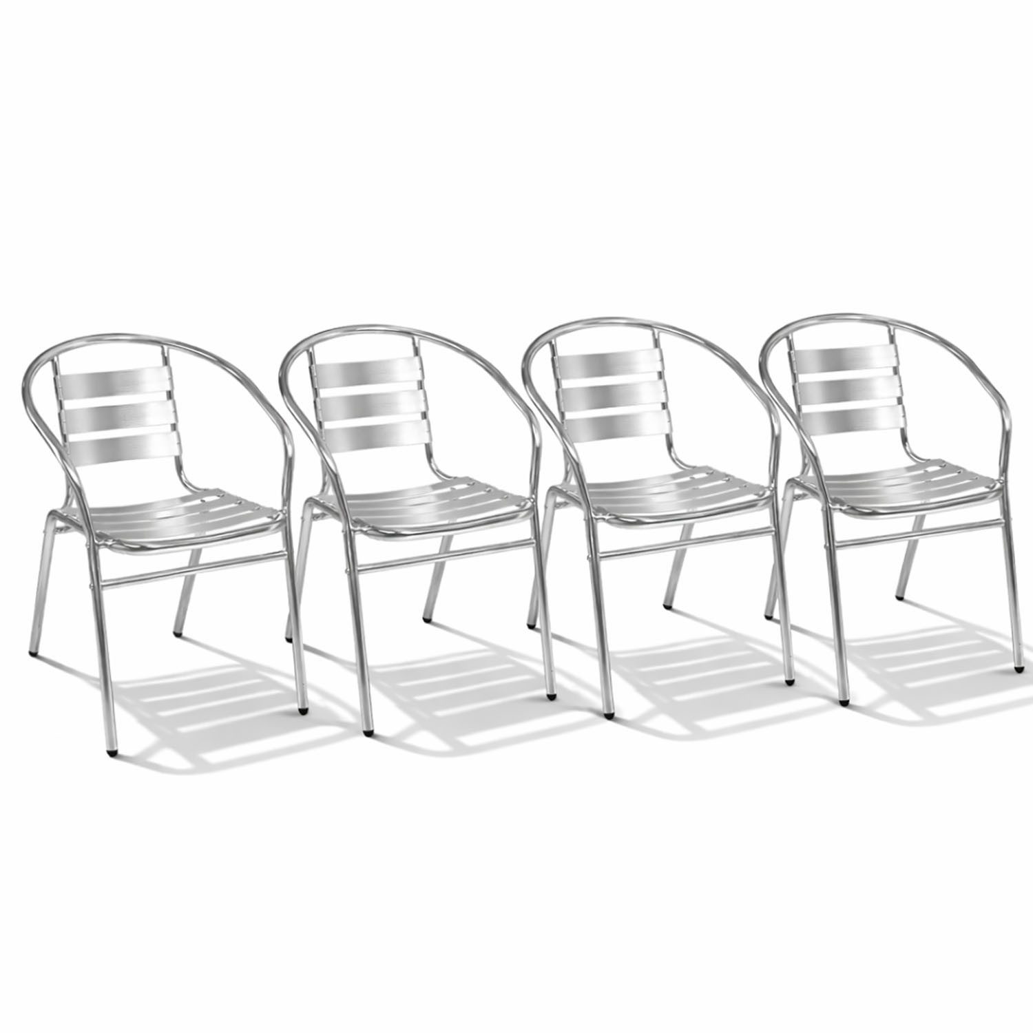 Mojawo Armlehnstuhl 4 Stück stabile Aluminium Bistrostühle stapelbar Gartenstuhl
