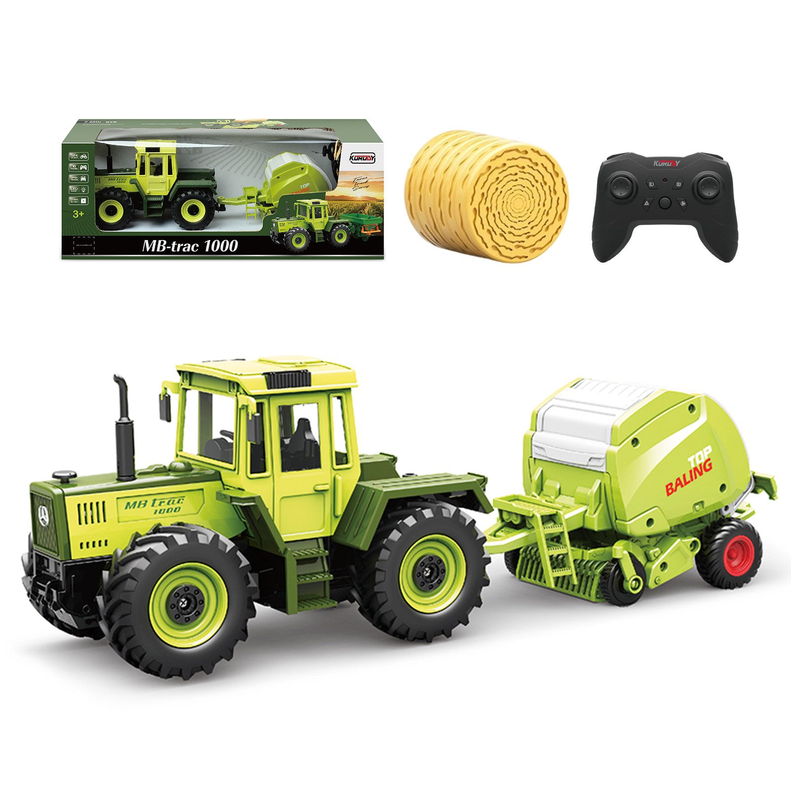 Esun RC-Traktor Ferngesteuertes Traktor Spielzeug, RC Trecker MB-trac 1000 für Kinder (Set, Komplettset), 1:24 RC auto mit Licht und Ton, Heuballenpresse