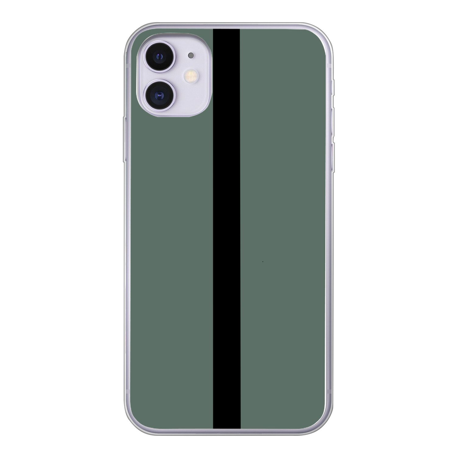 MuchoWow Handyhülle für Apple iPhone 11 Grün - Schwarz - Gestreift - Minimalistisch, Smartphone-Bumper, Print, Handy Schutzhülle Dünn