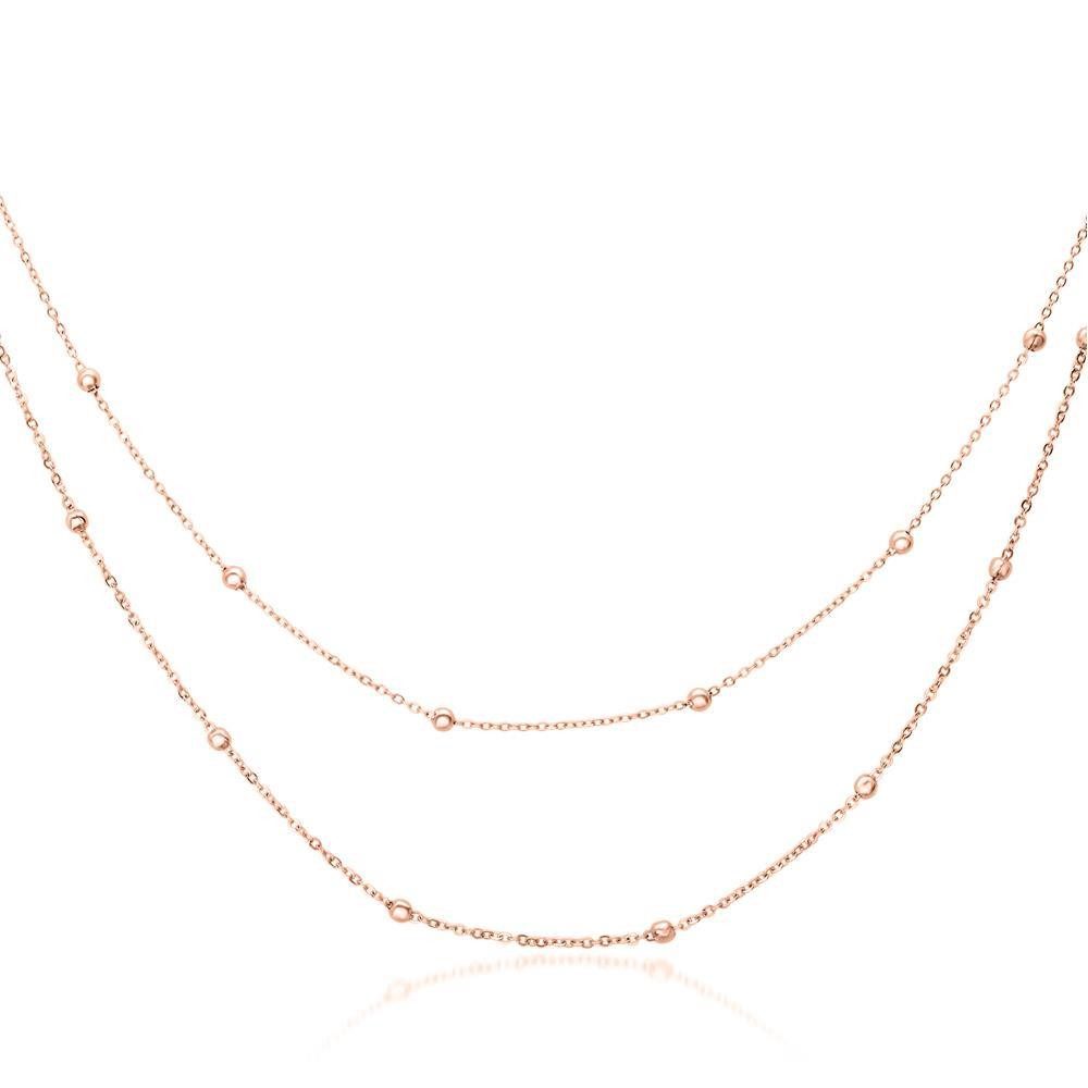 JEWLIX Edelstahlkette Zweireihige Damenkette in Roségold geziert mit Kugeln N5148-R