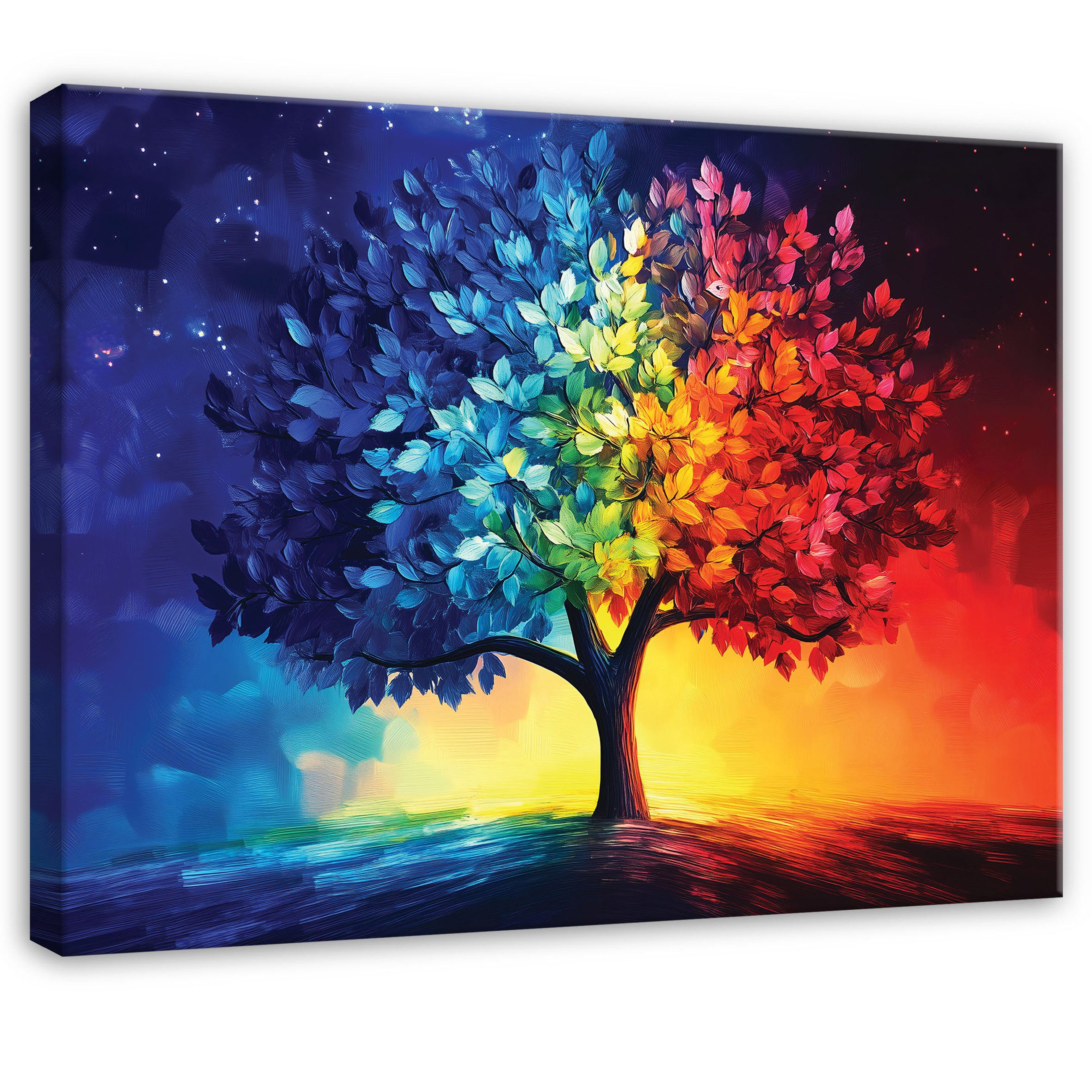 Leinwandbild Abstrakt Bunt Baum Blätter Modern Wandbilder Wand Deko XXL Bilder