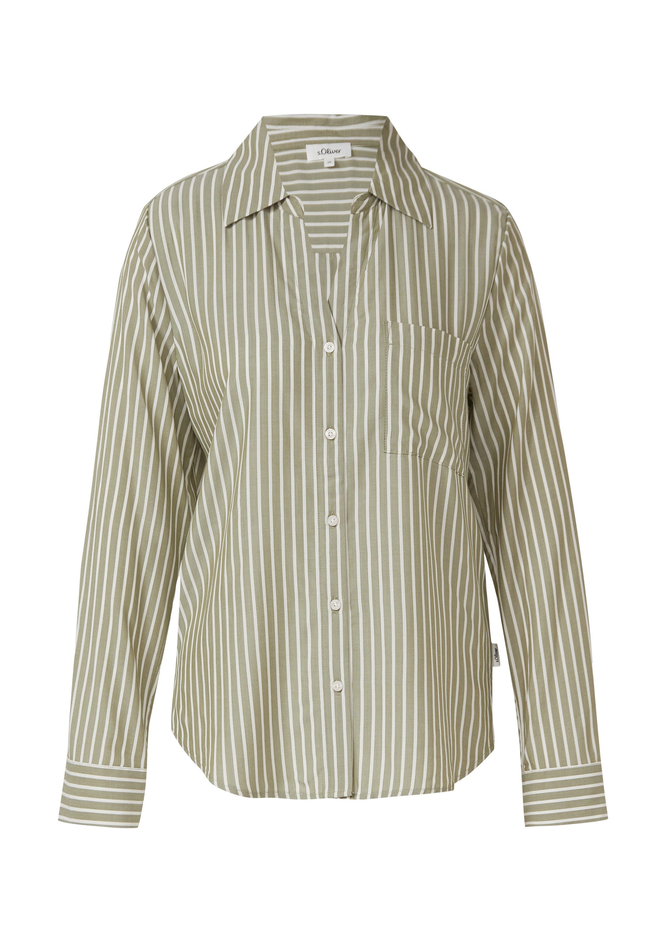 s.Oliver Langarmbluse Bluse Fließende Viskose-Bluse mit Turn-up