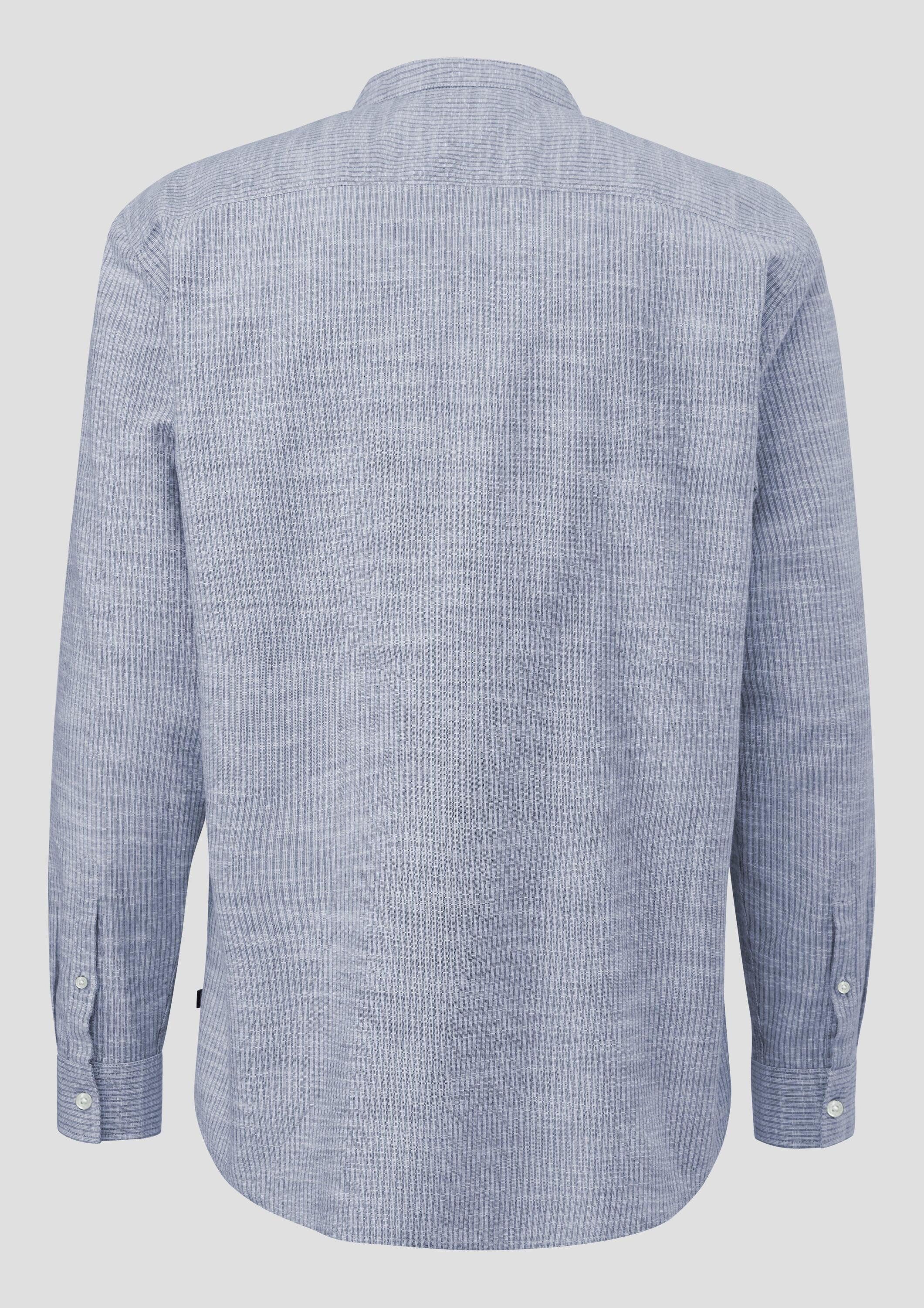 QS Langarmhemd Hemd Regular Fit: Streifenhemd mit Flammgarnstruktur günstig online kaufen