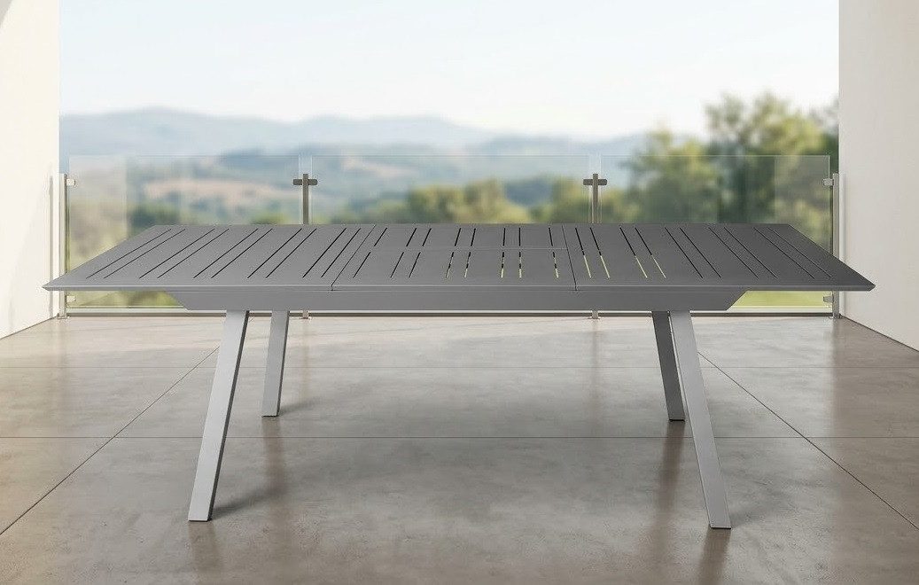 Gardissimo Gartentisch Estabulo silber, 172/243 x 100 cm (Ausziehtisch, 1-St., 1 Tisch), Voll-Aluminium ausziehbar wetterfest