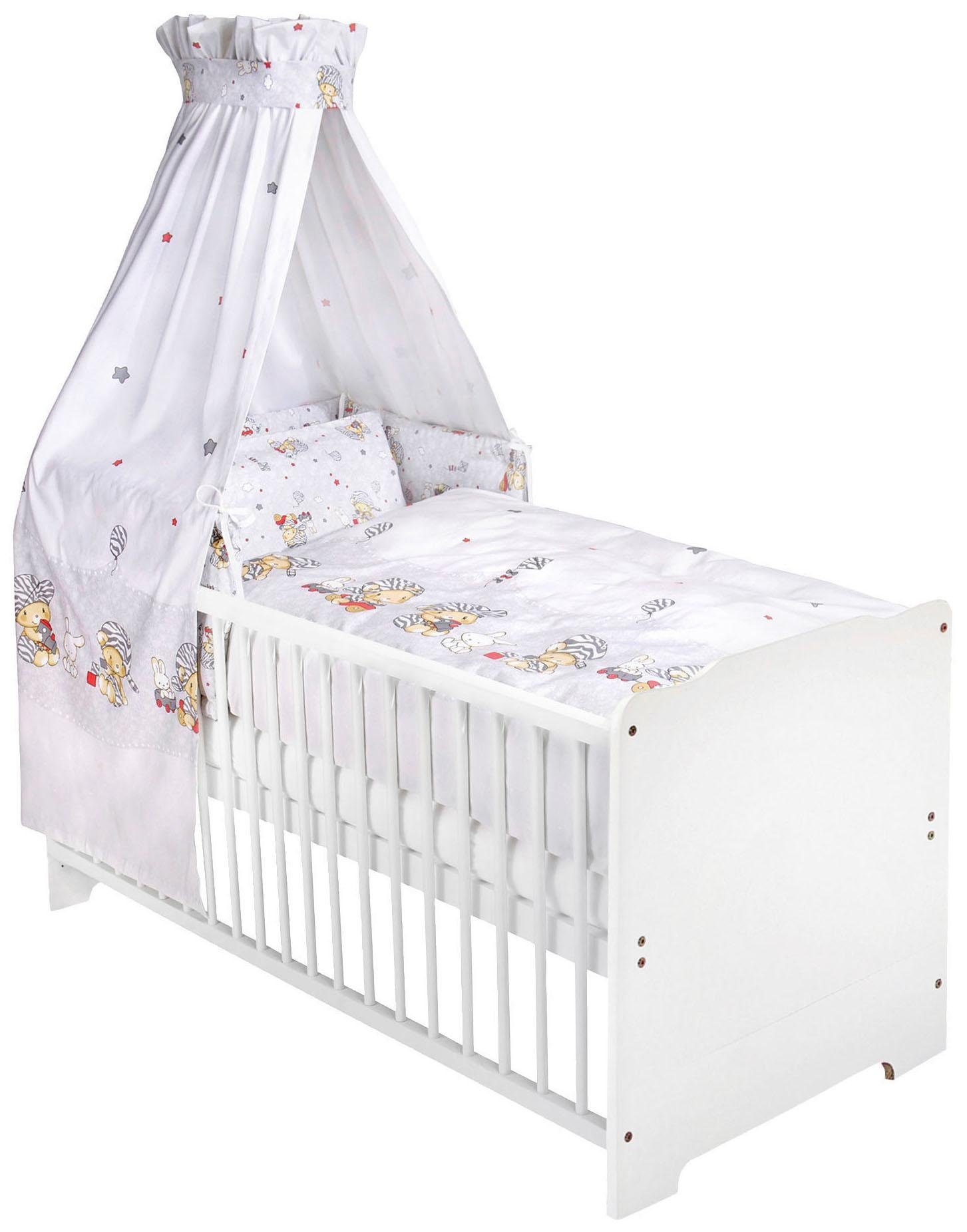 Zöllner Komplettbett »weiß, Knuddlbär, grau«, 7-tlg., inkl ...