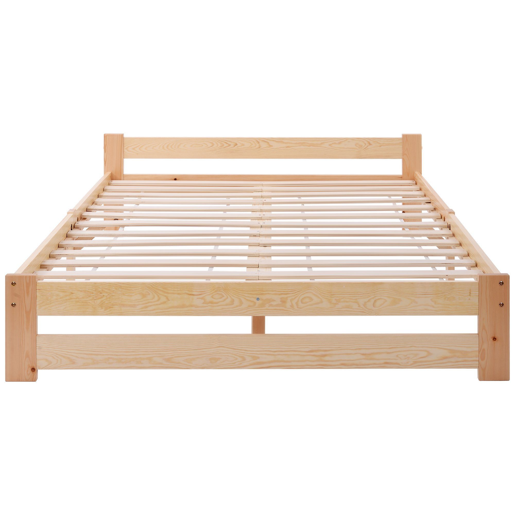 Sweiko Futonbett, Massivholzbett Doppelbett mit Kopfteil und Lattenrost, 200x90cm