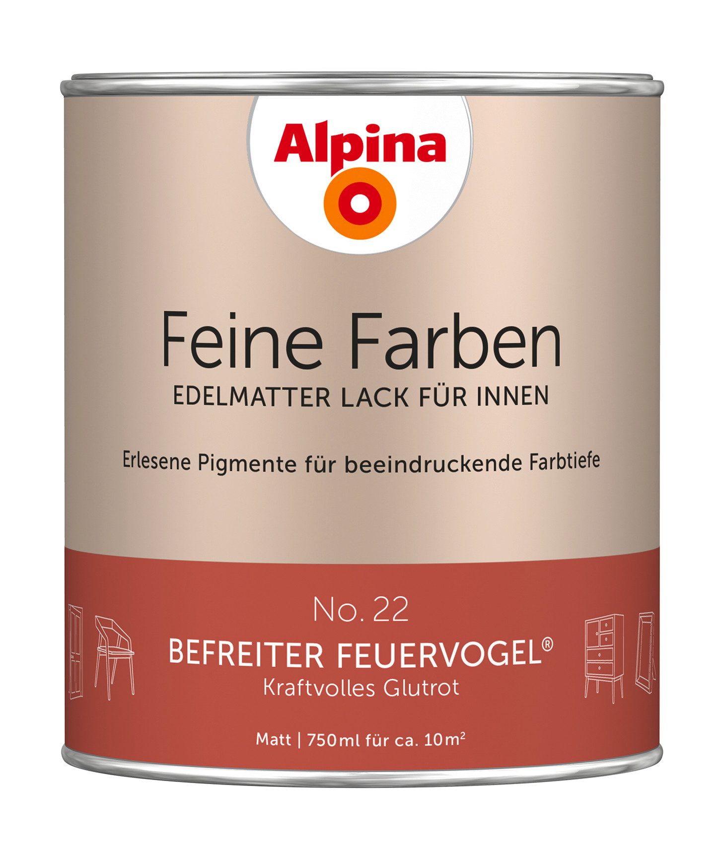 Lack Alpina Feine Farben Lack edelmatt 750ml - Farbfamilie Rot