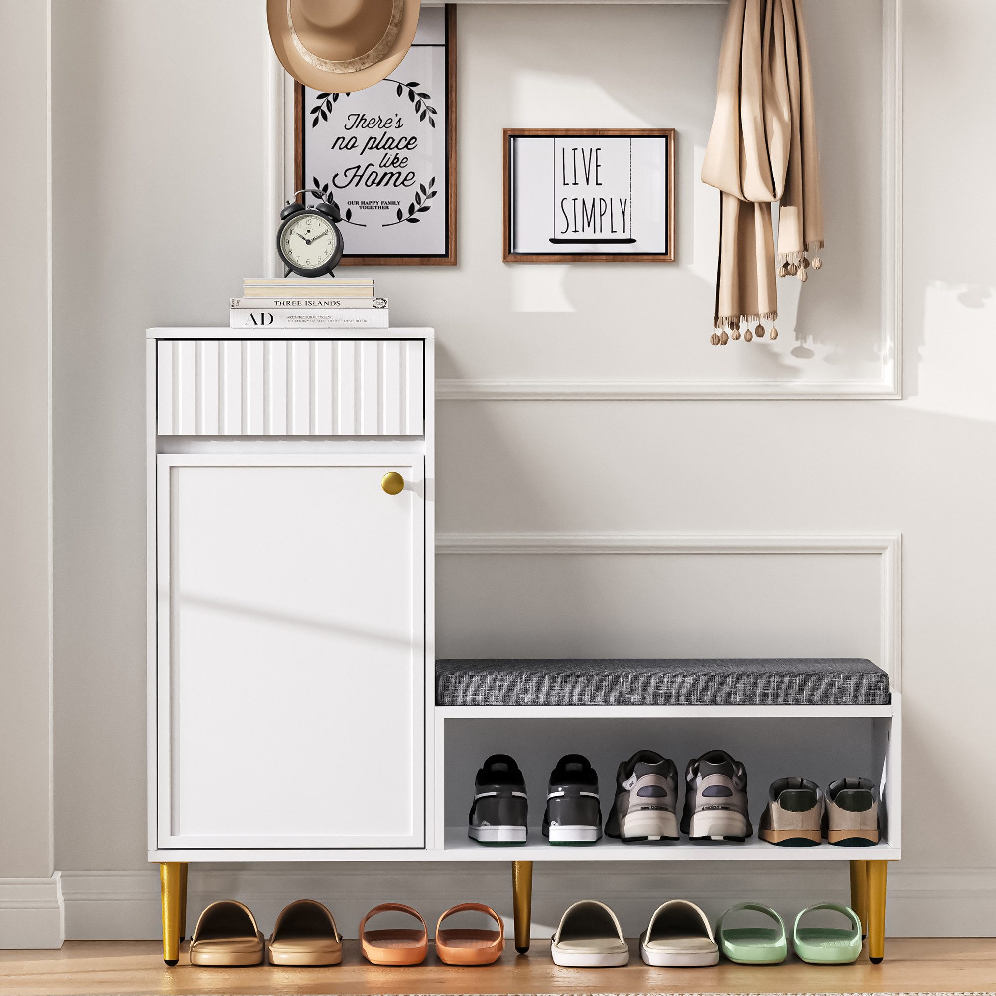 STILVORA Schuhbank mit Schublade,Schuhregal Aufwahrungsschrank mit Sitzbank günstig online kaufen