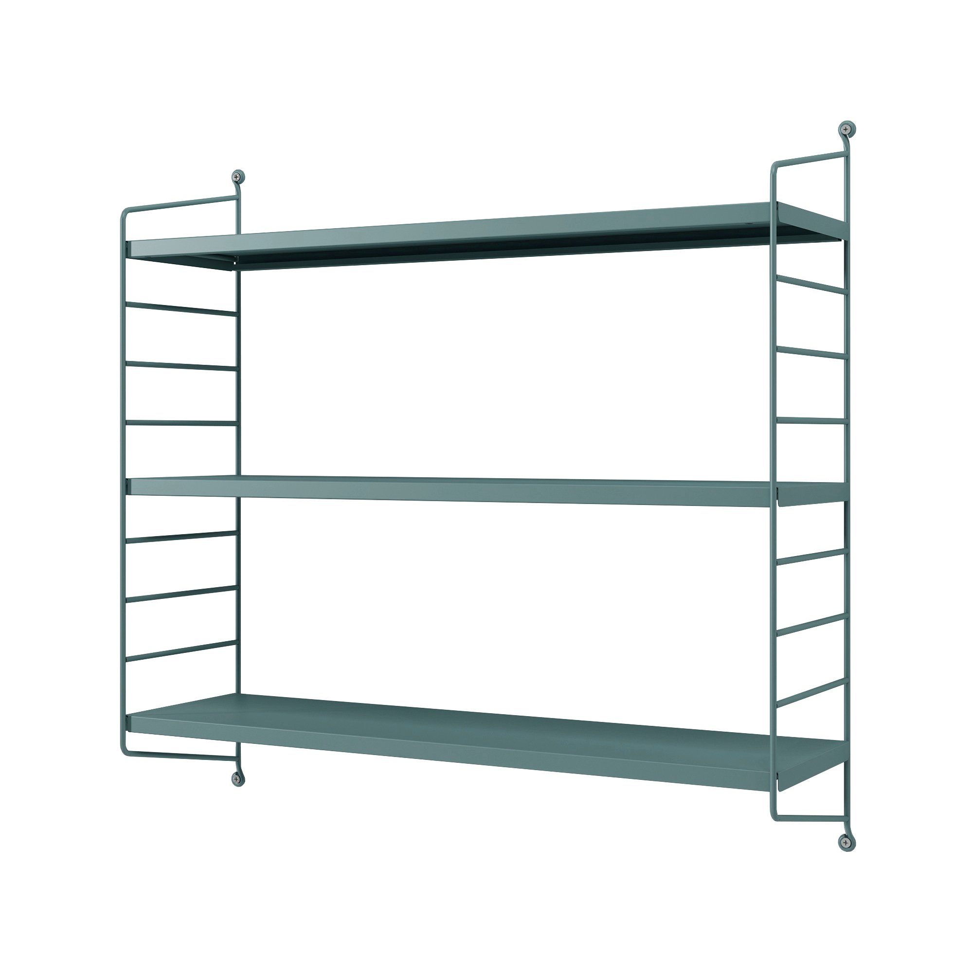 en.casa] Wandrek Strängnäs 2-delig set met elk 3 legplanken wandplanken staal olijfgroen 50x60x15 cm totaal 6 planken