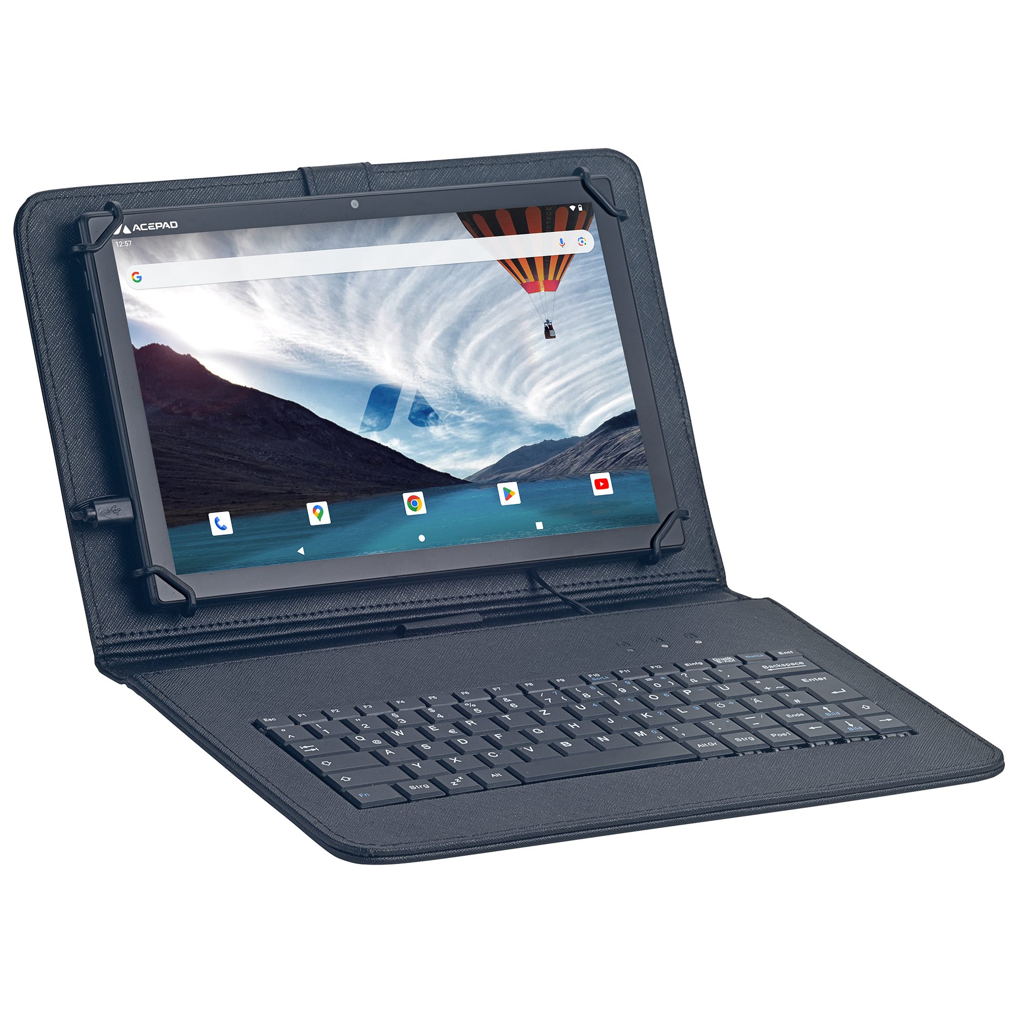 Acepad A150T Full-HD Tablet (10.1", 128 GB, Android, 4G (LTE), 6GB Ram, 10", Wi-Fi, FHD 1920x1200, mit USB-Tastaturtasche)