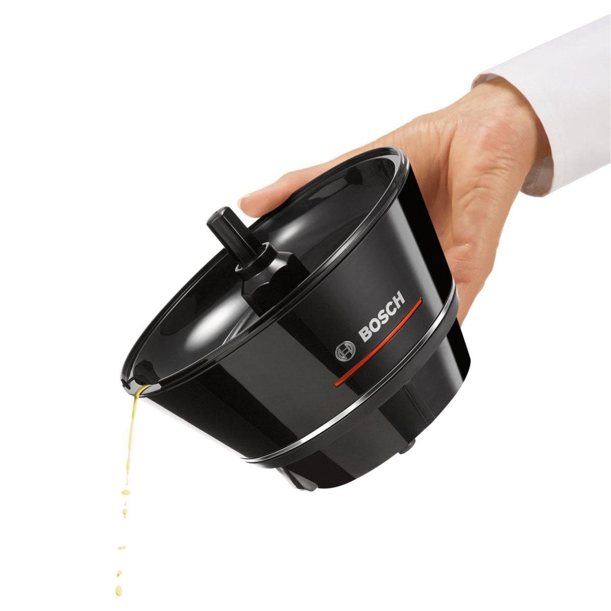 BOSCH Zitruspresse VitaStyle MCP72GPB, 1,0l Glas-Karaffe, spülmaschinengeeignete Teile, 40 W, Universal-Presskegel für kleine und große Früchte, schwarz