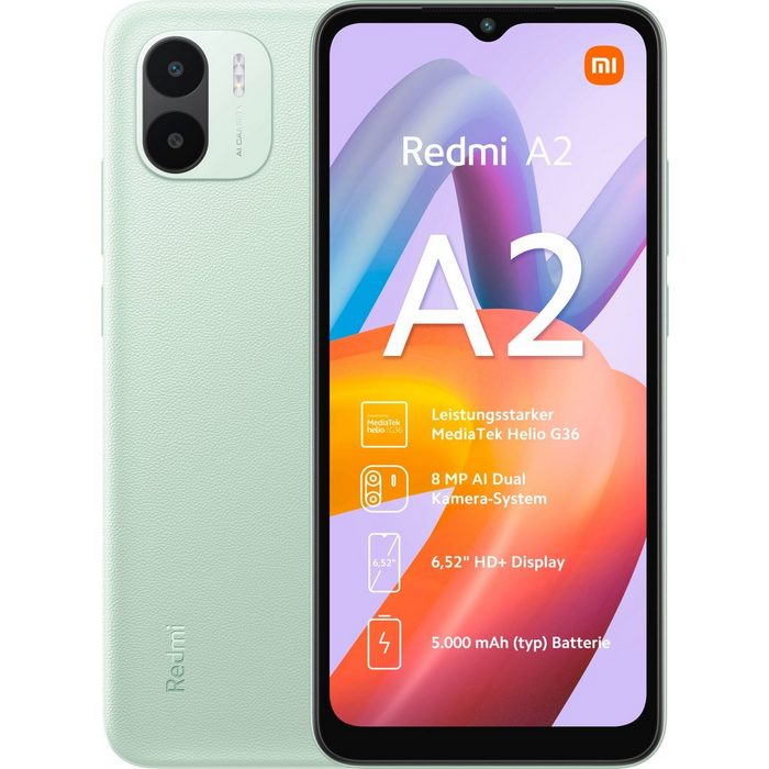 Xiaomi Redmi A2 2GB+32GB Smartphone (16 6 cm/6 52 Zoll 32 GB Speicherplatz 8 MP Kamera)