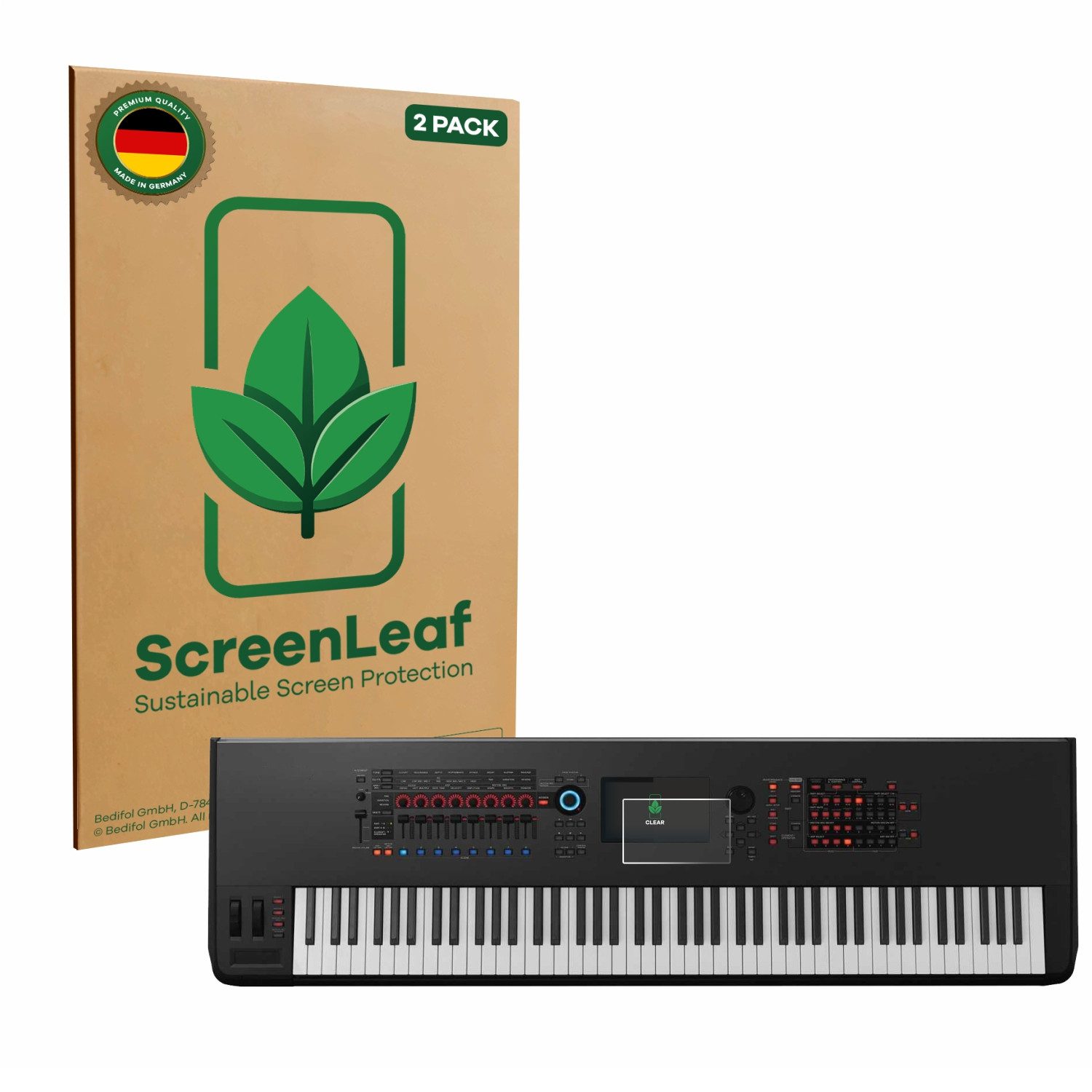 ScreenLeaf Displayschutzfolie Schutzfolie für Yamaha Montage 8, 2 Stück, nachhaltiger Displayschutz Schutz Folie Klar Transparent