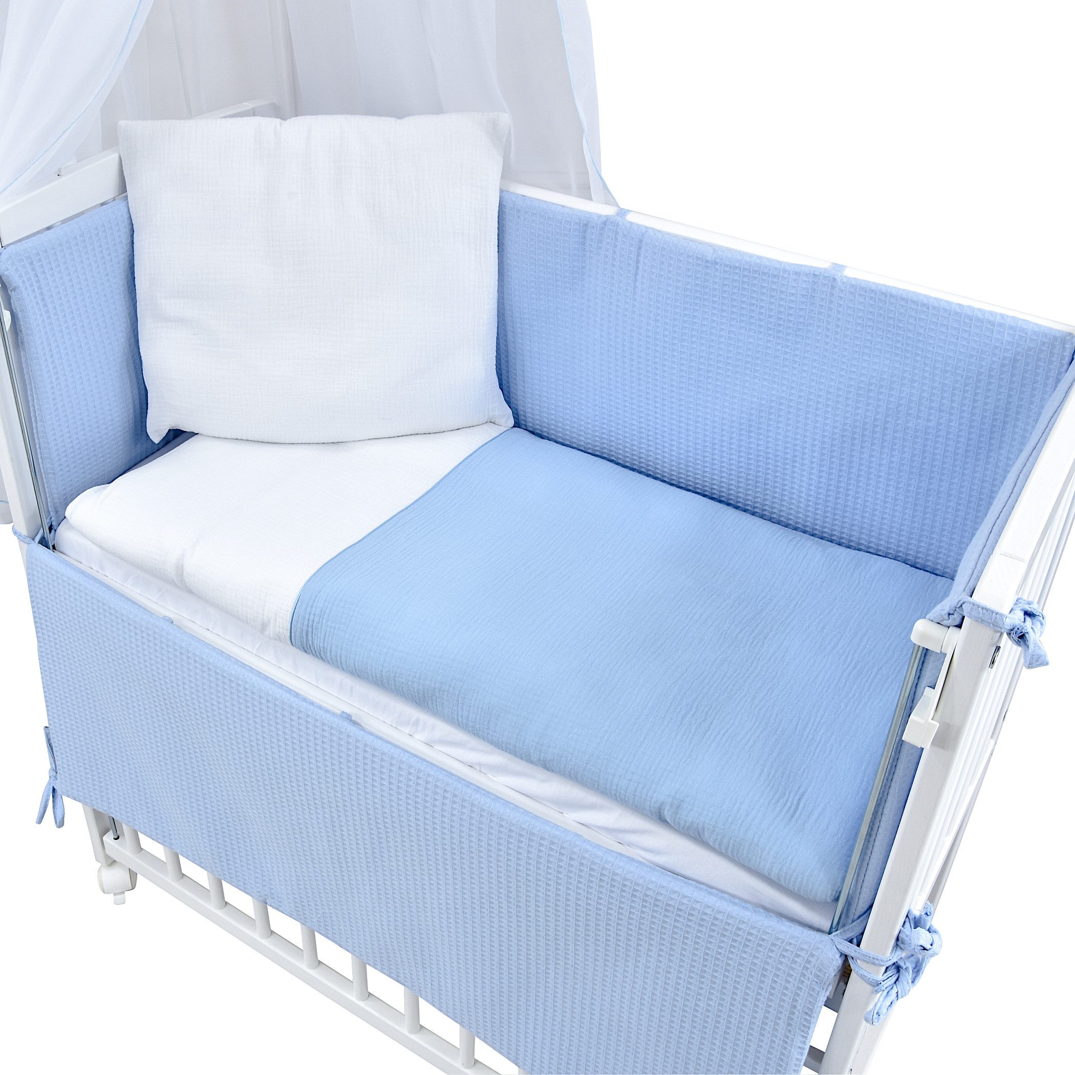 Baby-Delux Stubenbett Beistellbett Komplettset Waffelpique Musselin, Stillb günstig online kaufen