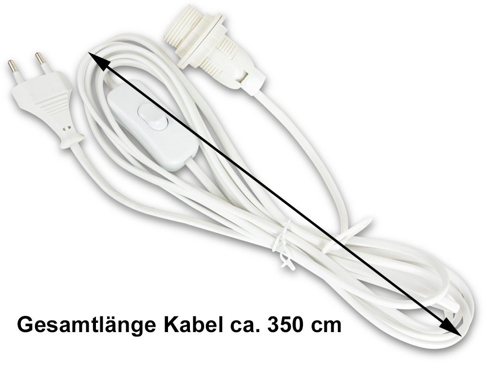 & - Länge) Weiß Fassung WEINBERGER RIFFELMACHER 76629 Stromkabel, (350 cm) Beleuchtung cm E14 (350