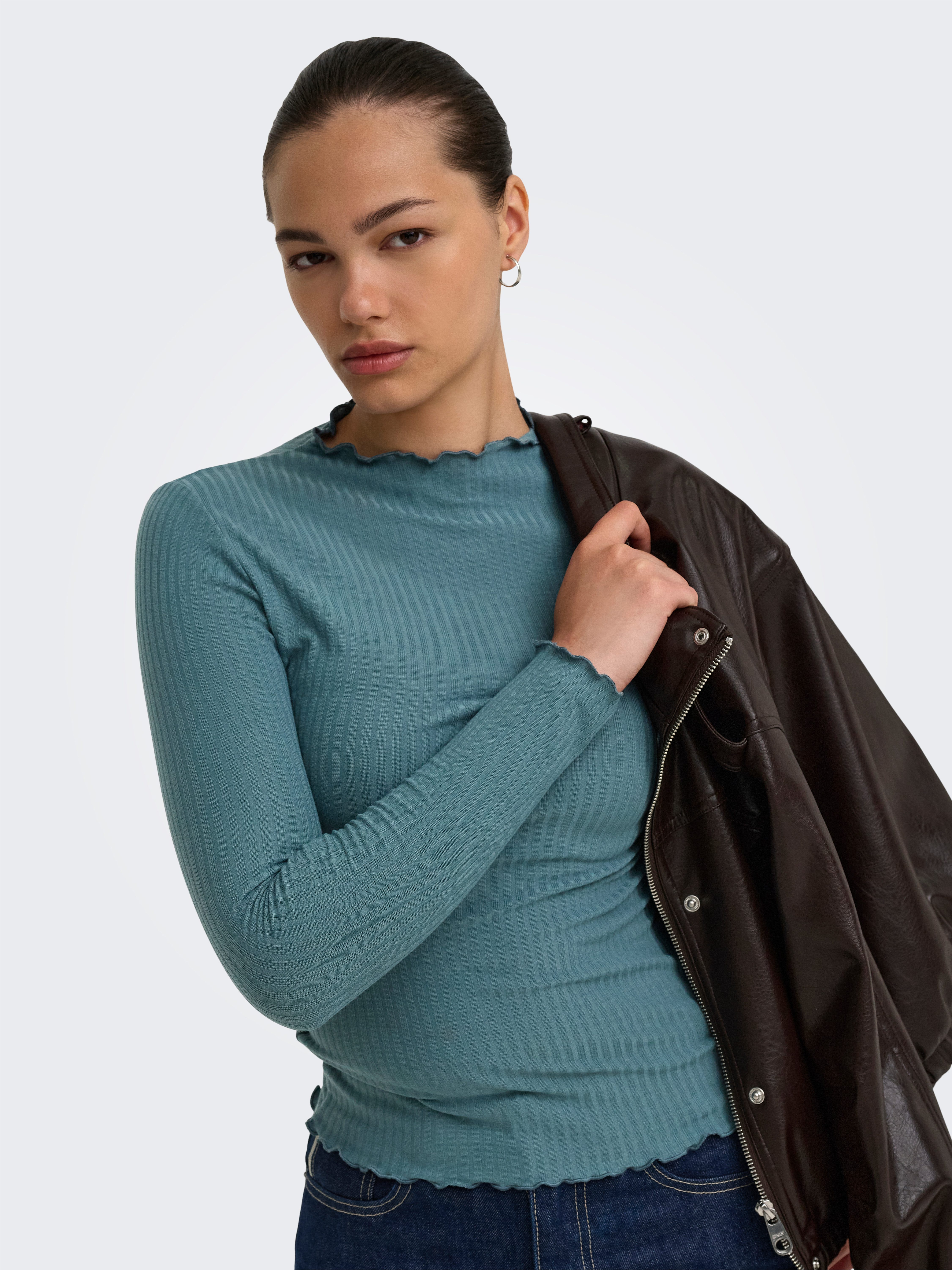 ONLY Langarmshirt ONLEMMA L/S HIGH NECK TOP Materialmix