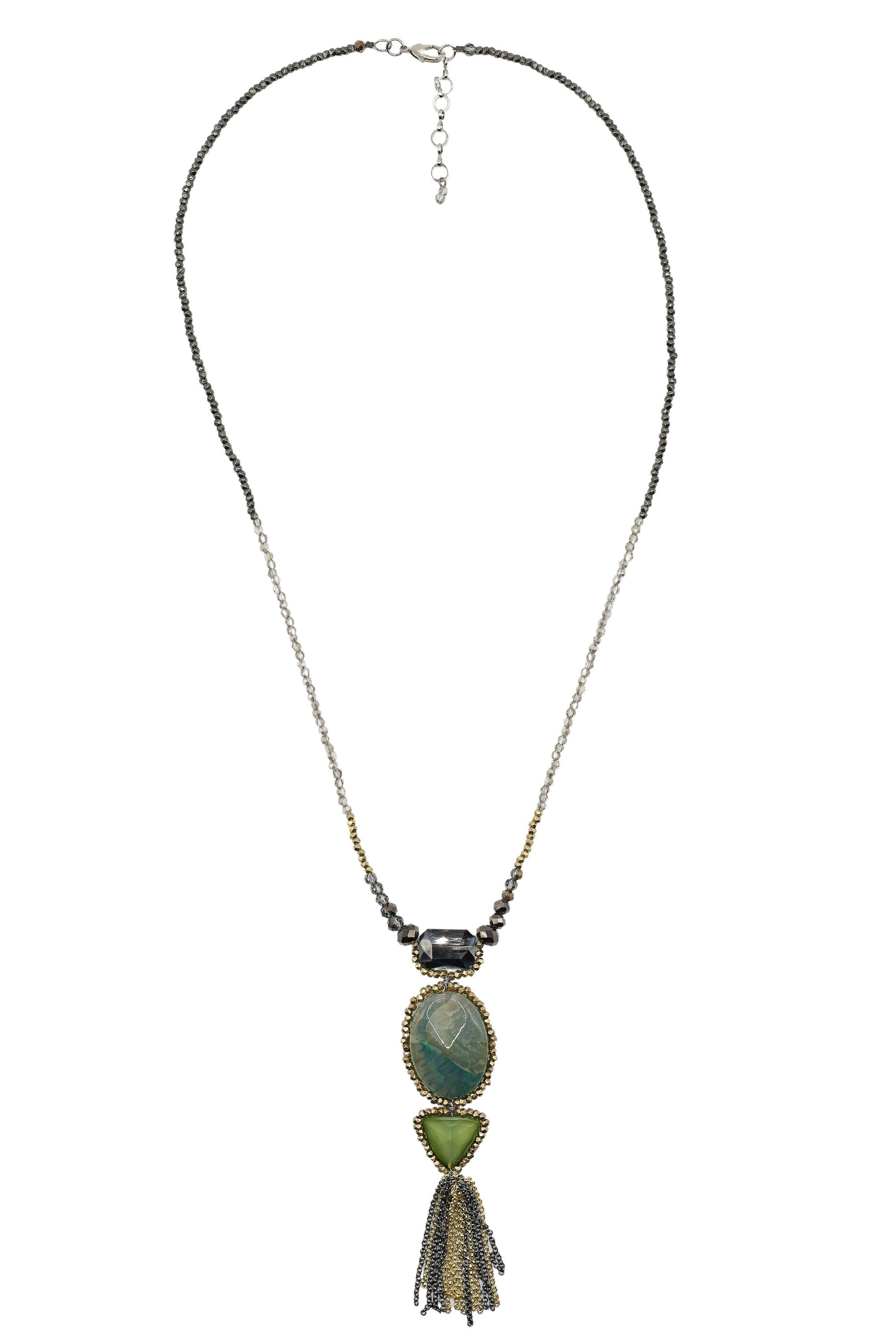 COLLEZIONE ALESSANDRO Lange Kette Agata, mit vielen Metallkettchen am Anhänger