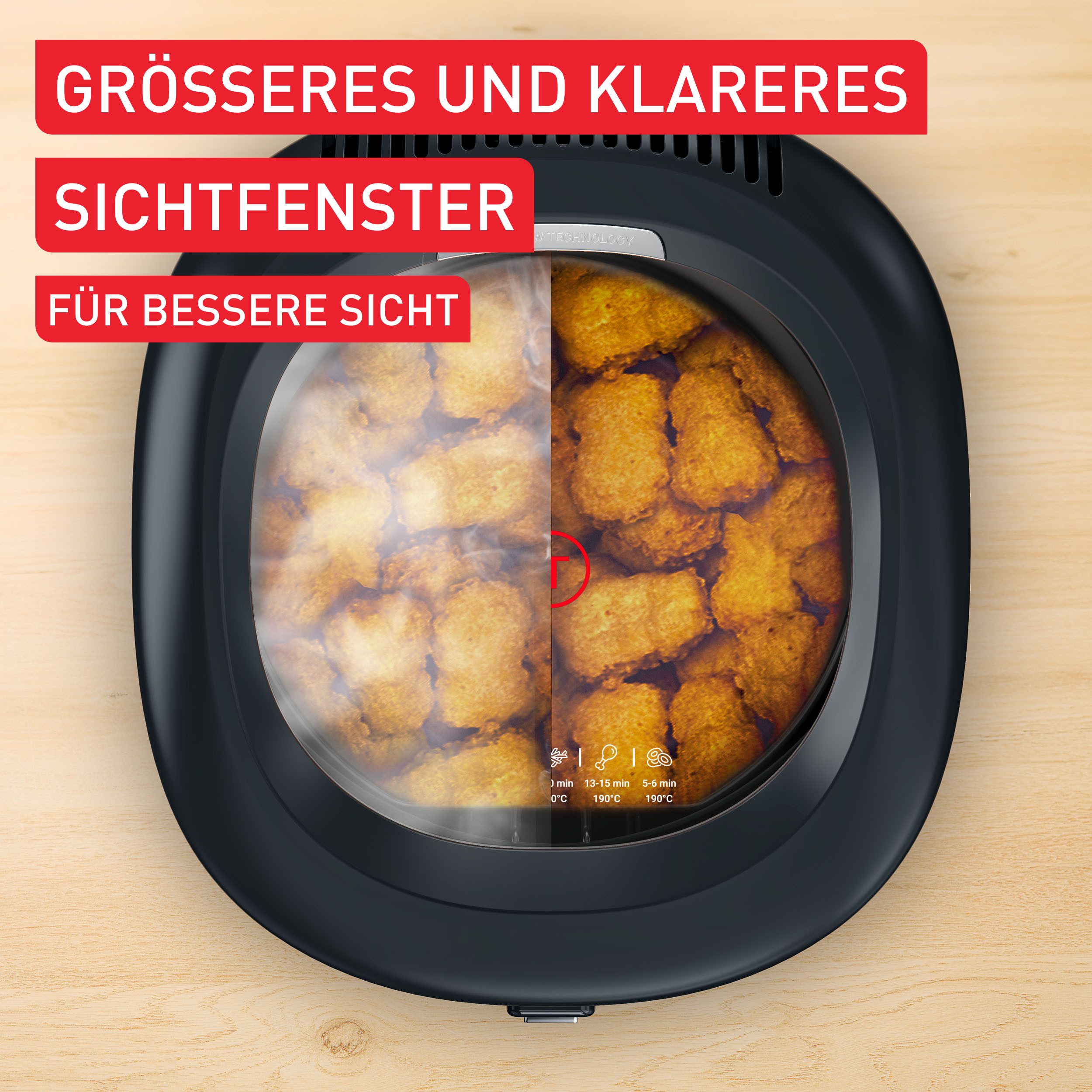 Tefal Fritteuse Vision, 1,2kg Fassungsvermögen, bis zu 4 Portionen, ideal für Familien, 1900 W, extragroßes Sichtfenster für bessere Sicht, einfache Reinigung, FF2528