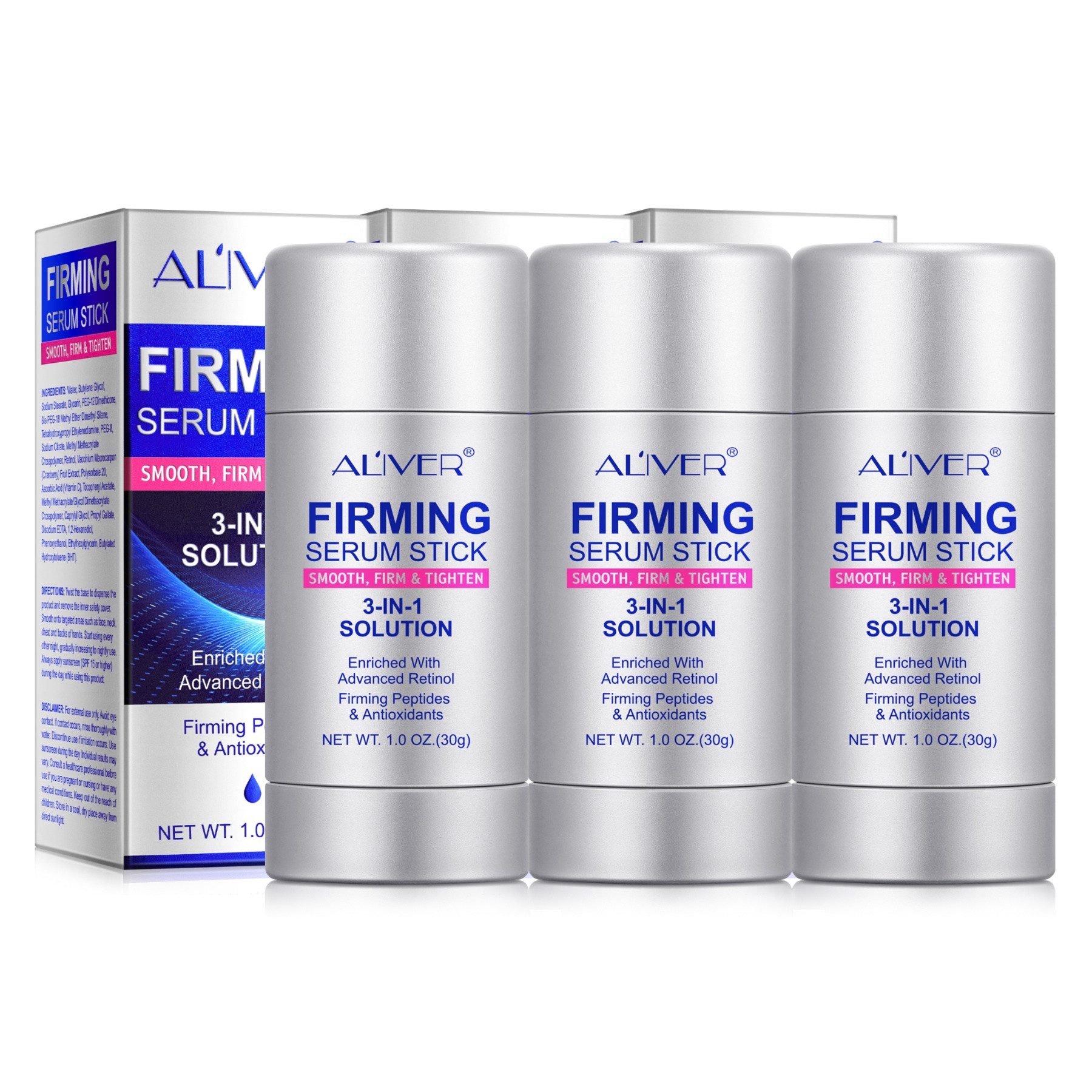 ALIVER Anti-Falten-Serum Anti-Aging Retinol Serum Hautpflege Straffung Feuchtigkeit Stick, 3-tlg., Anti-Falten, Anti-Aging, Retinol, Serum