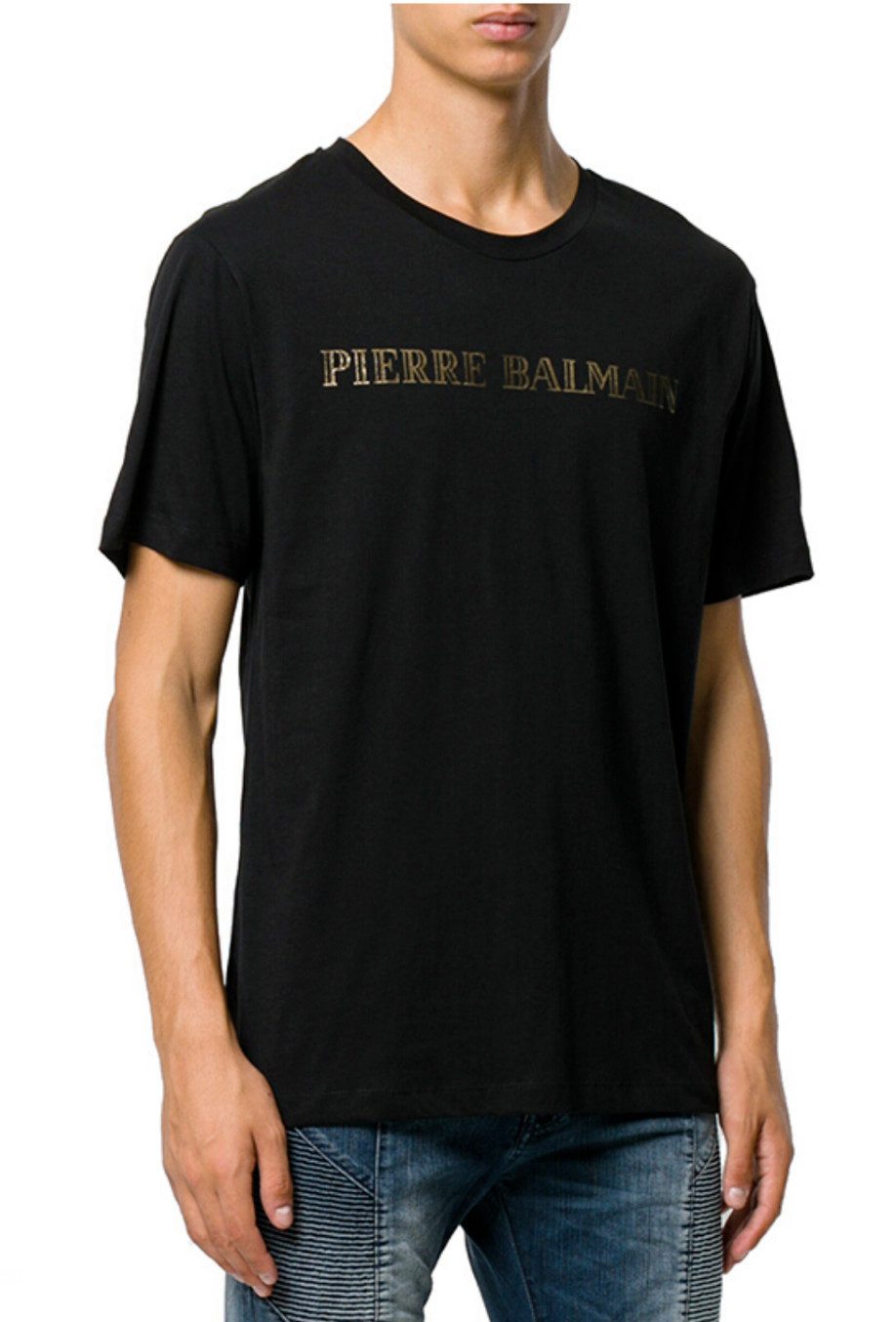 Balmain Paris T-Shirt Pierre Balmain Logo Baumwolle Top günstig online kaufen