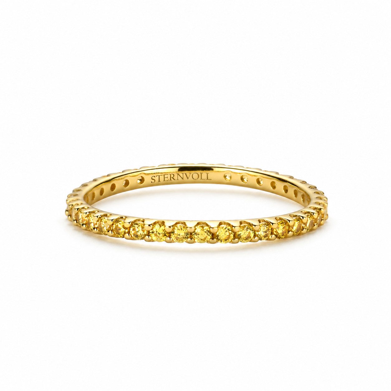 Sternvoll Goldring Eternity Ring 750 Gelbgold, Fancy Yellow Diamanten IGI, Handgefertigt, Pavé-Fassung,18K Gold, Ewigkeitsring-Design