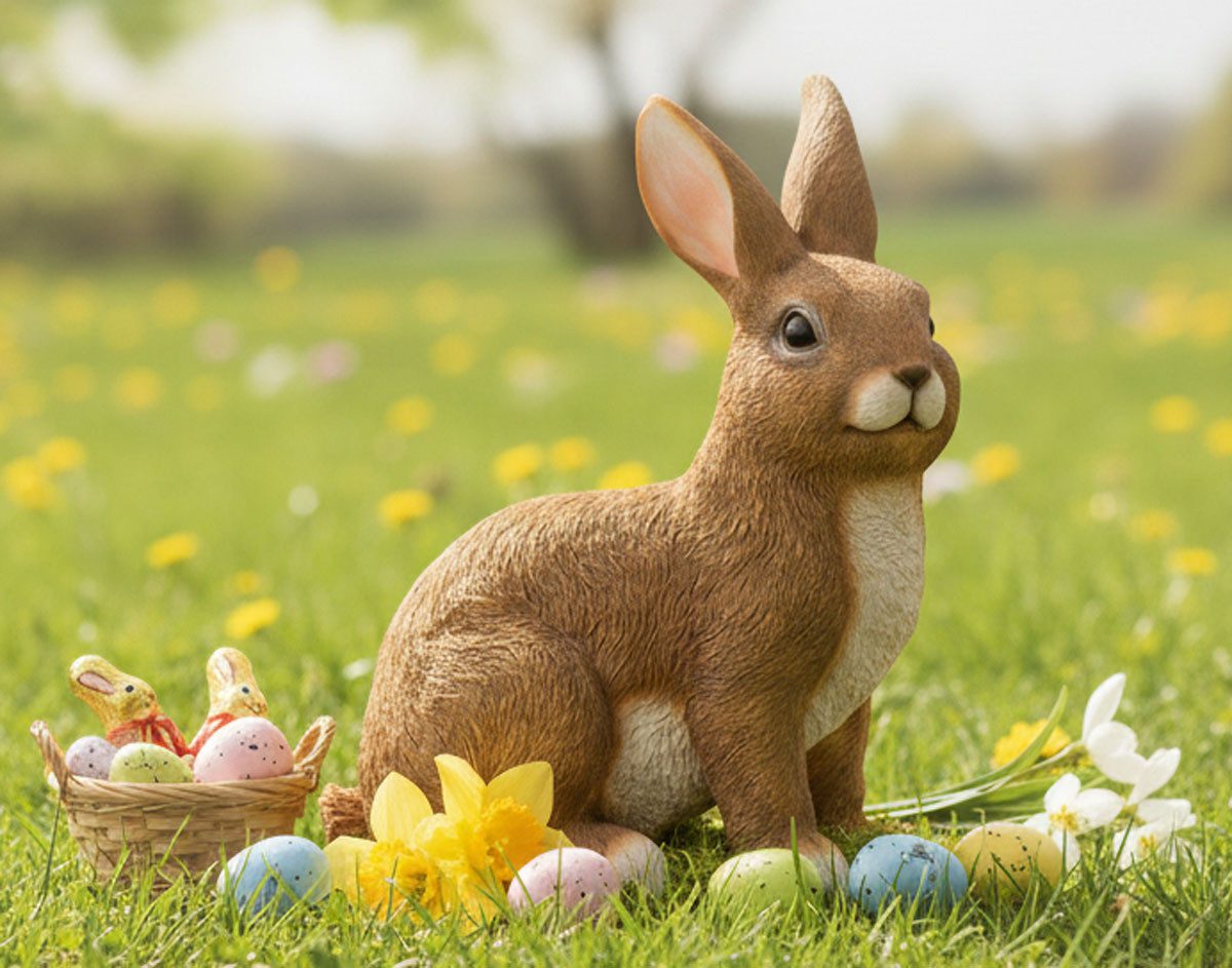 LB H&F Lilienburg Osterhase Osterhase Dekofigur Osterdeko Deko Ostern Dekoration (Hygge niedlich süß groß xl edel Design Osterfigur Frühlingsdeko Fensterbrett Liebe Familie Family Deko Hase Kaninchen modern Osterschmuck bunt draußen Häschen XL groß Lebensecht Geschenk Mutter, Frühjahrsdeko zum hinstellen aufstellen kaufen Objekt), Tischdeko Tischschmuck Fenster Frühling Fensterbank Frühjahr, Eingangstüre Tischdekoration Kanninchen Shabby Vintage), Aufsteller Skulptur Wohnzimmer Eingang HOPPEL