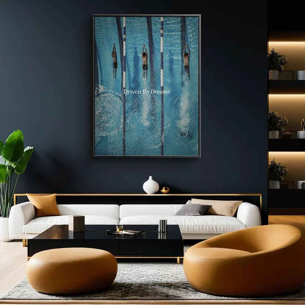 DOTCOMCANVAS® Leinwandbild Driven by dreams #Swiming, Leinwandbild Swiming Motivation Kunstdruck Wandbild