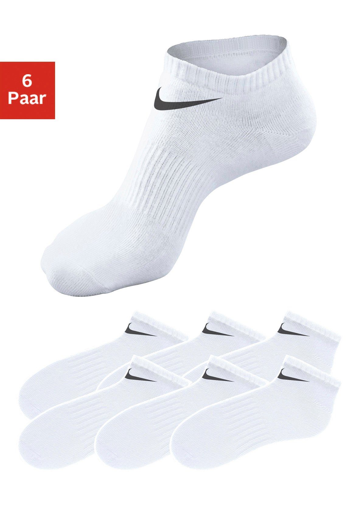 Nike Sneakersocken (6-Paar) mit Mittelfußgummi weiß
