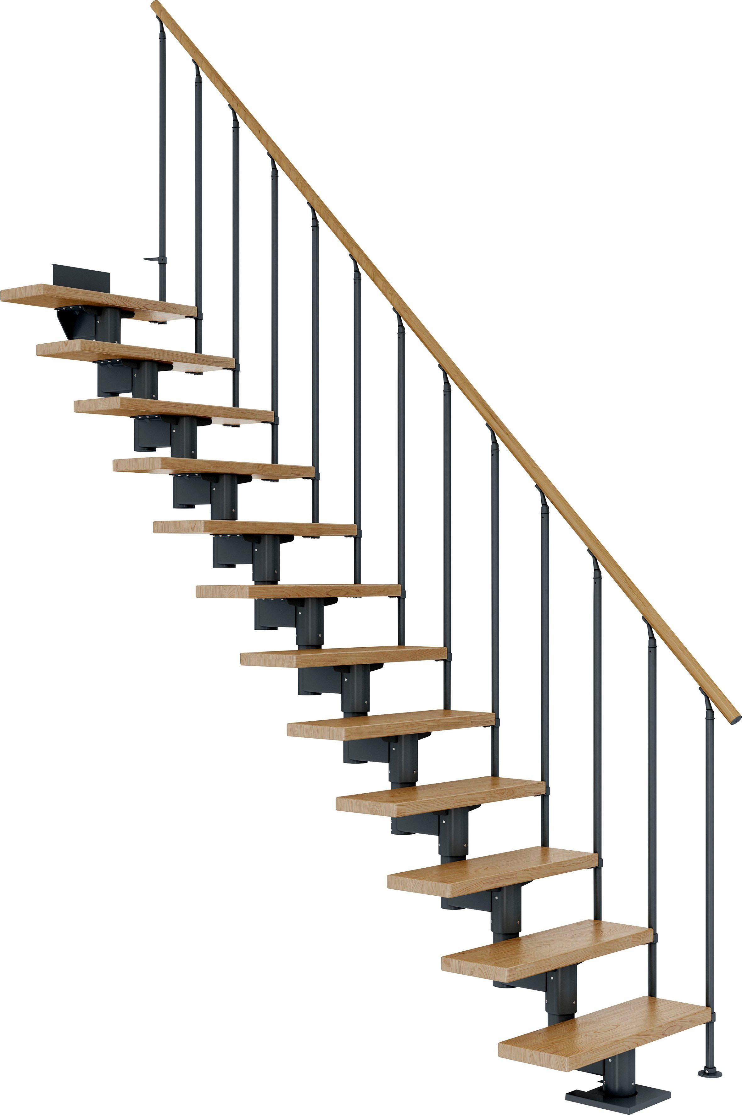315 cm, Stufen für Dolle Cork, Mittelholmtreppe offen Geschosshöhen bis