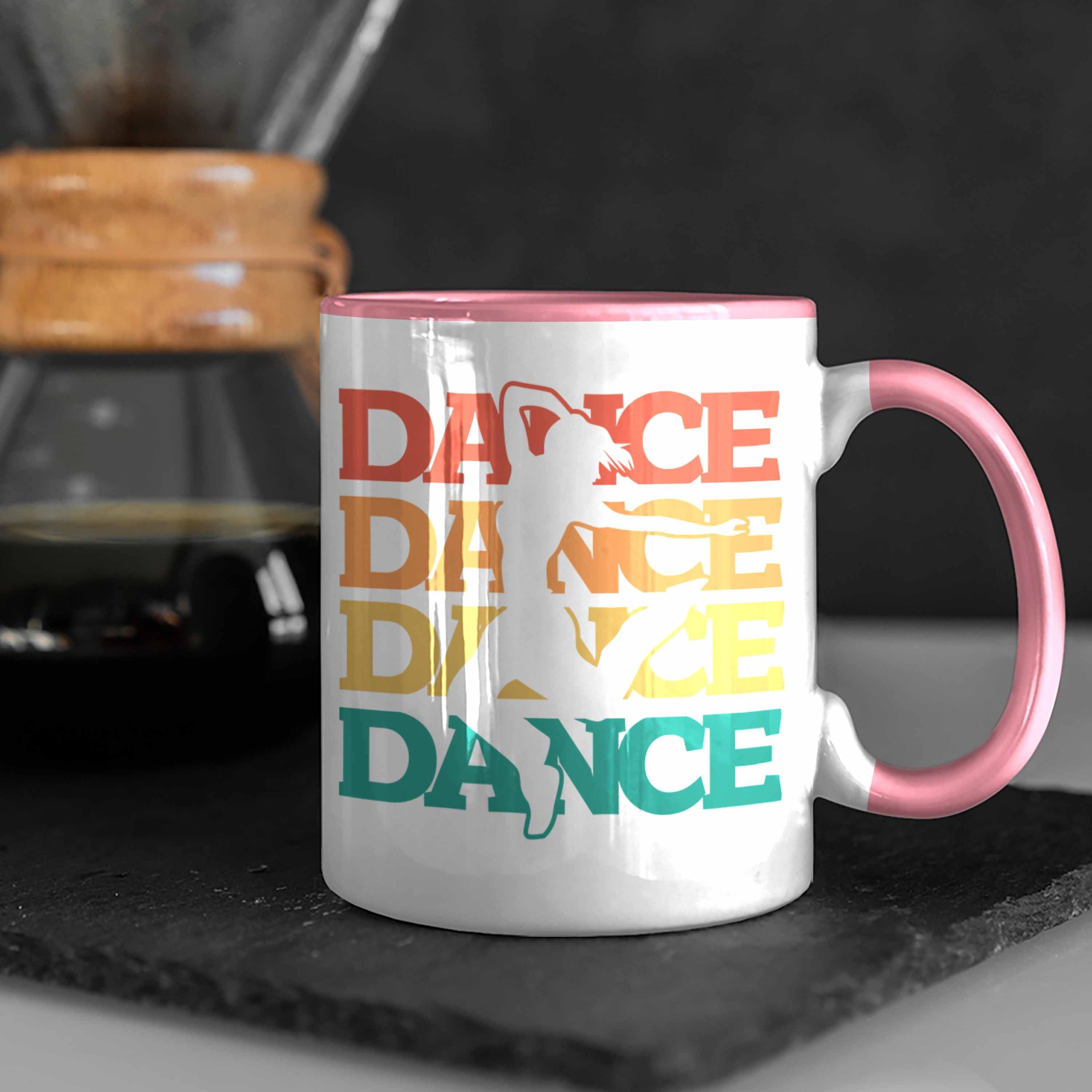 Trendation Tasse Lustige Tänzer Tanzbegeisterte Rosa Tasse Geschenk für Tanzlehrer Grafik D