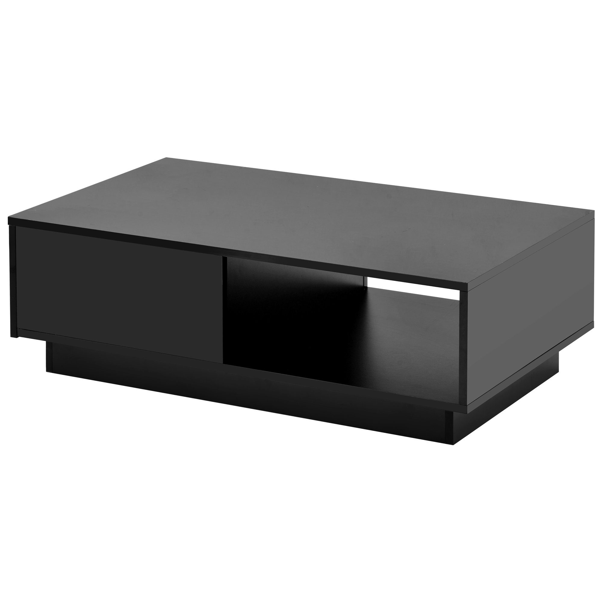 Couchtisch, mit LED-Beleuchtung, Hochglanz Sofatisch Wohnzimmertisch, 99x55x32 cm